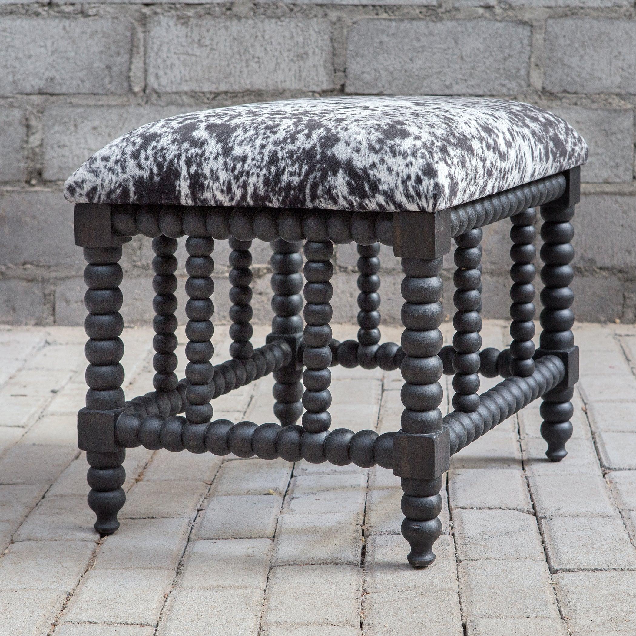 Rancho Faux Cow Hide Small Bench - Remutear