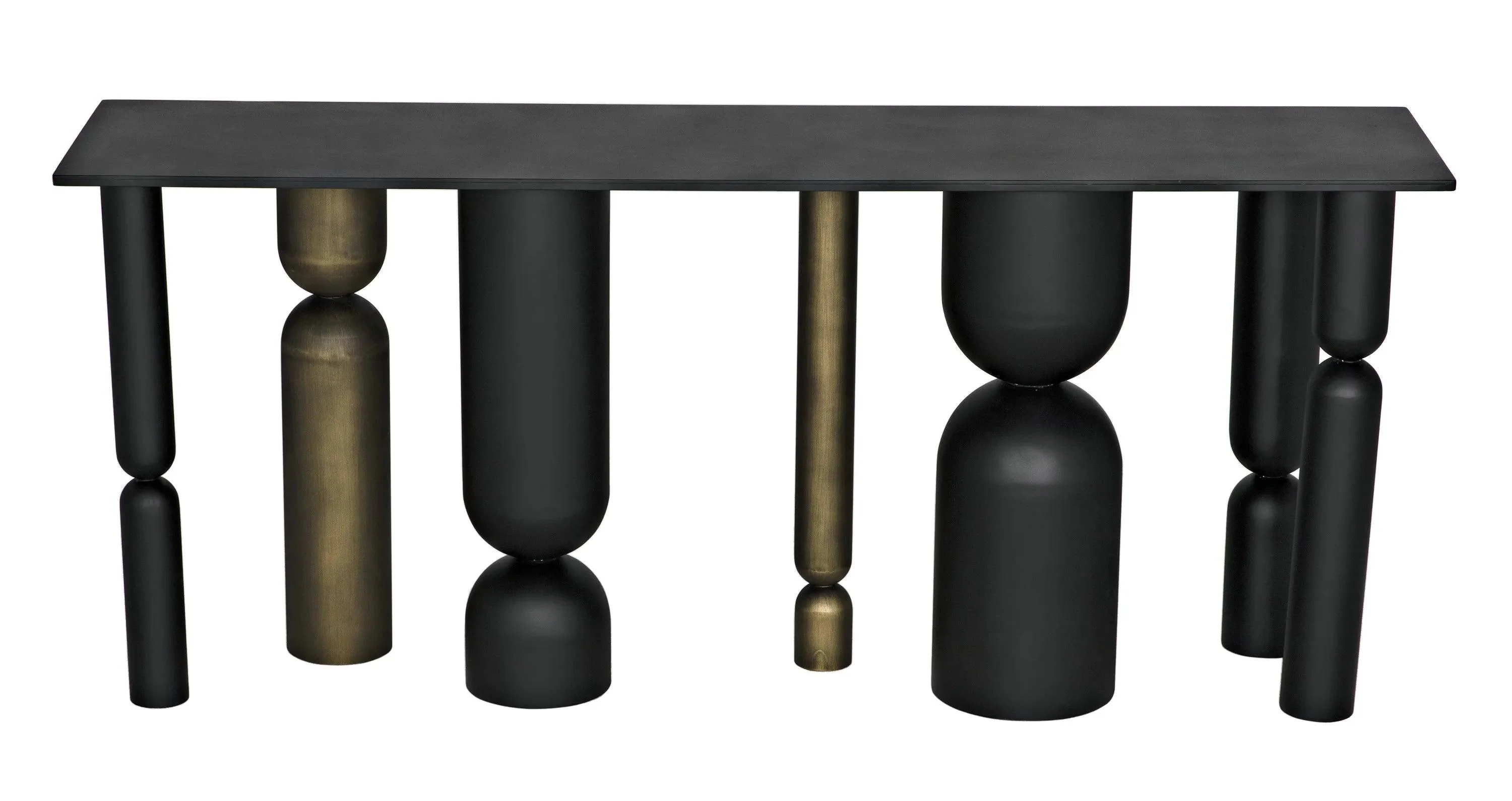 Figaro Console, Black Metal and Aged Brass Finish - Remutear