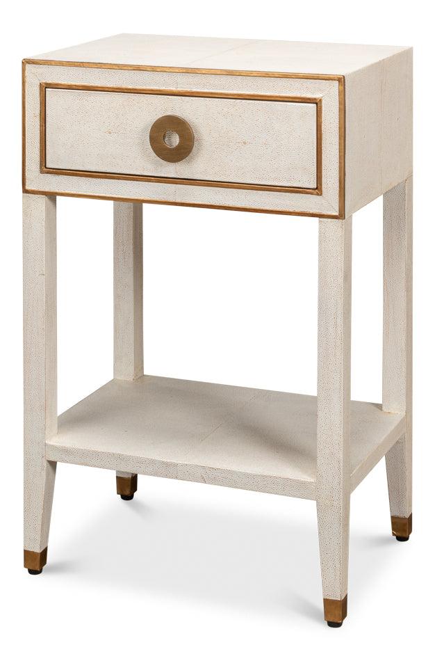 Gabriella Shagreen Nightstand Osprey Wht - Remutear