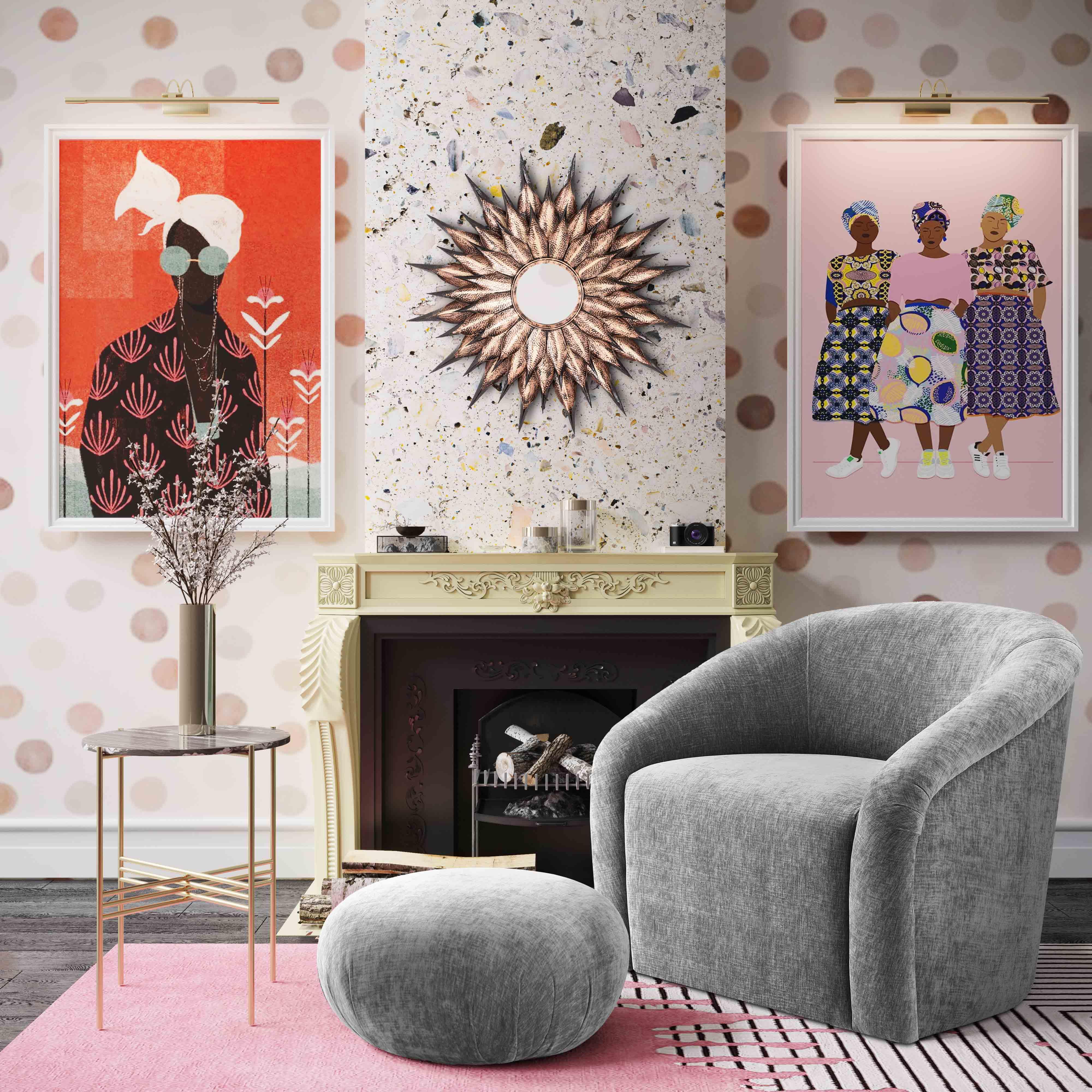 Boboli Grey Chenille Chair + Ottoman Set - Remutear