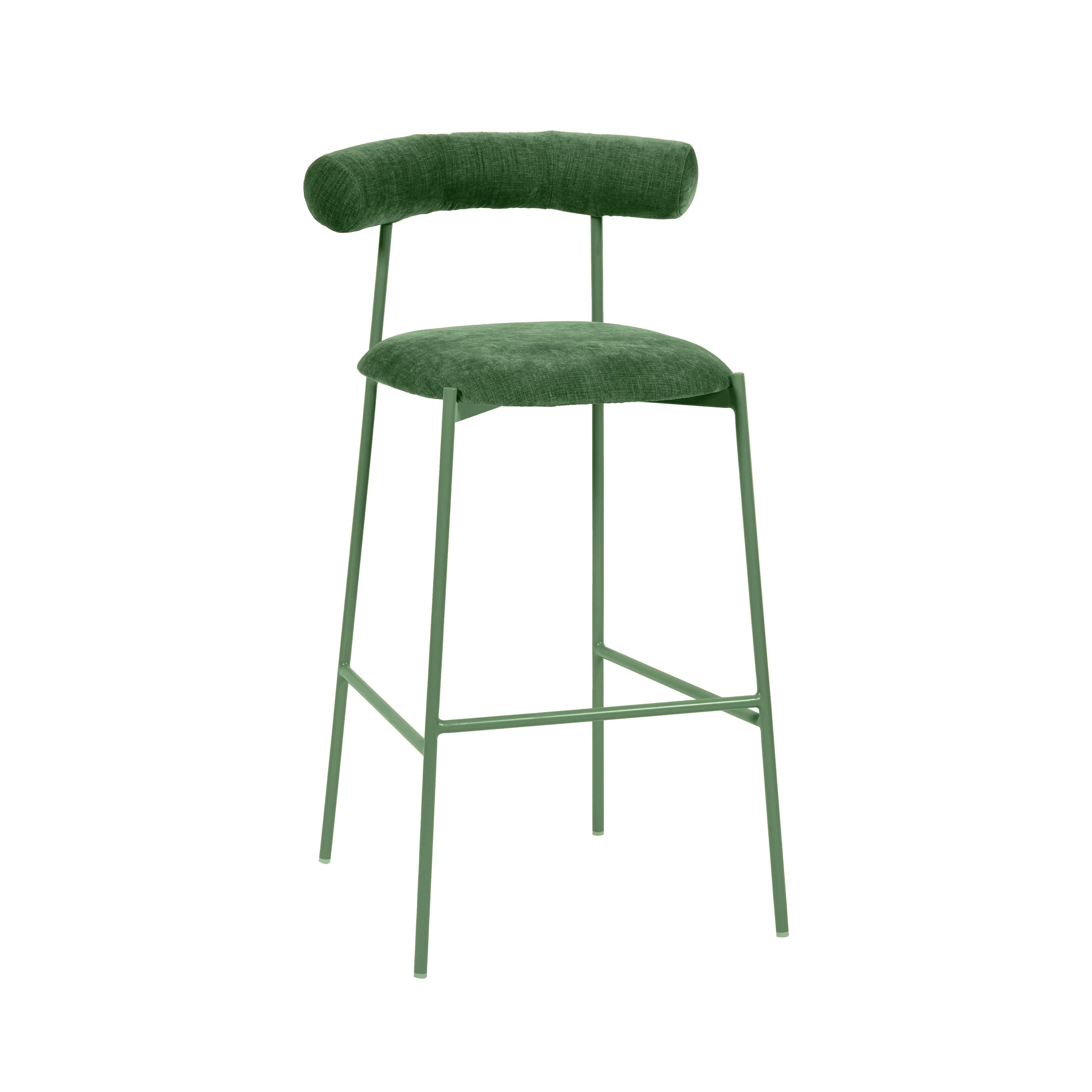Liliana Forest Green Velvet Bar Stool - Remutear