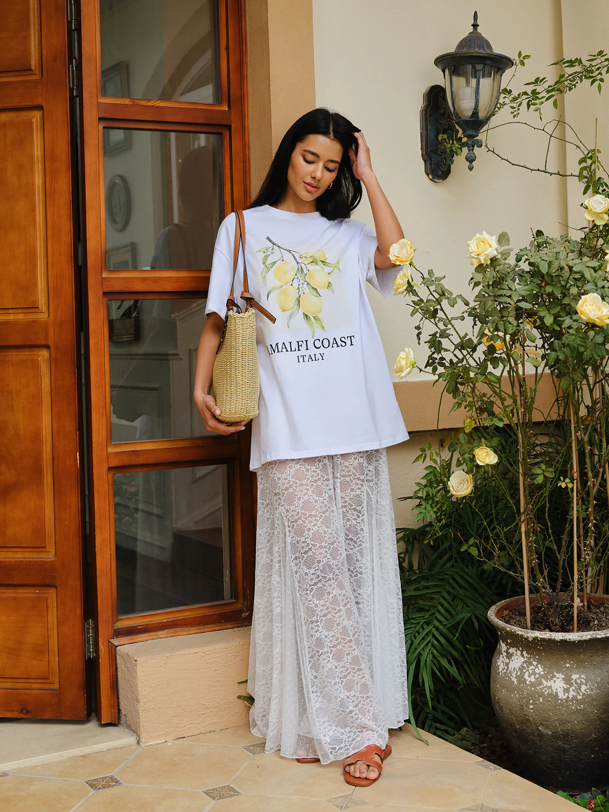 Mid-Waist Semi-Sheer Lace Skirt - Remutear