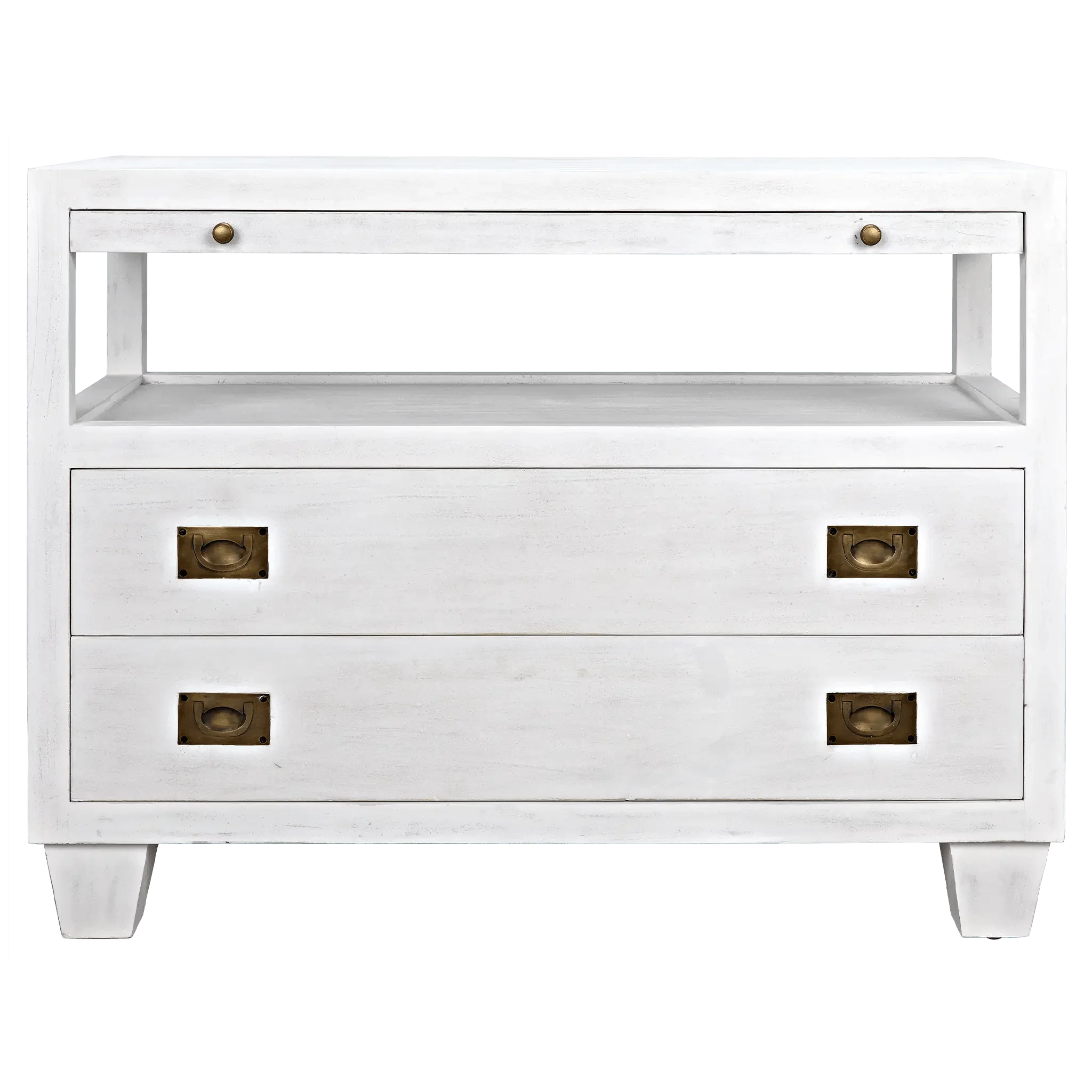 2-Drawer Side Table with Sliding Tray, White Wash - Remutear