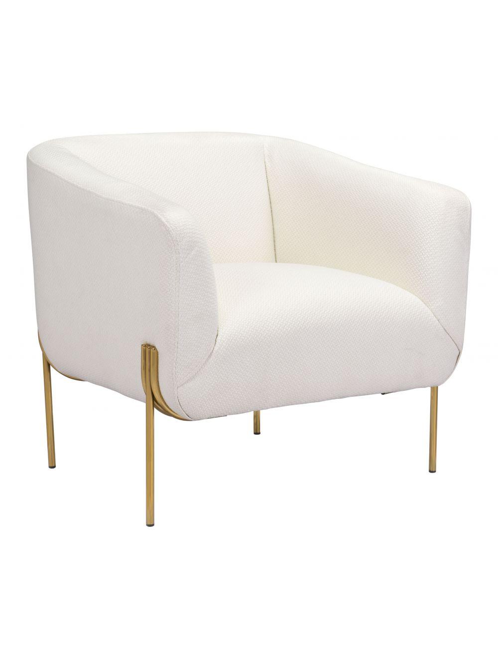 Micaela Arm Chair Ivory & Gold - Remutear