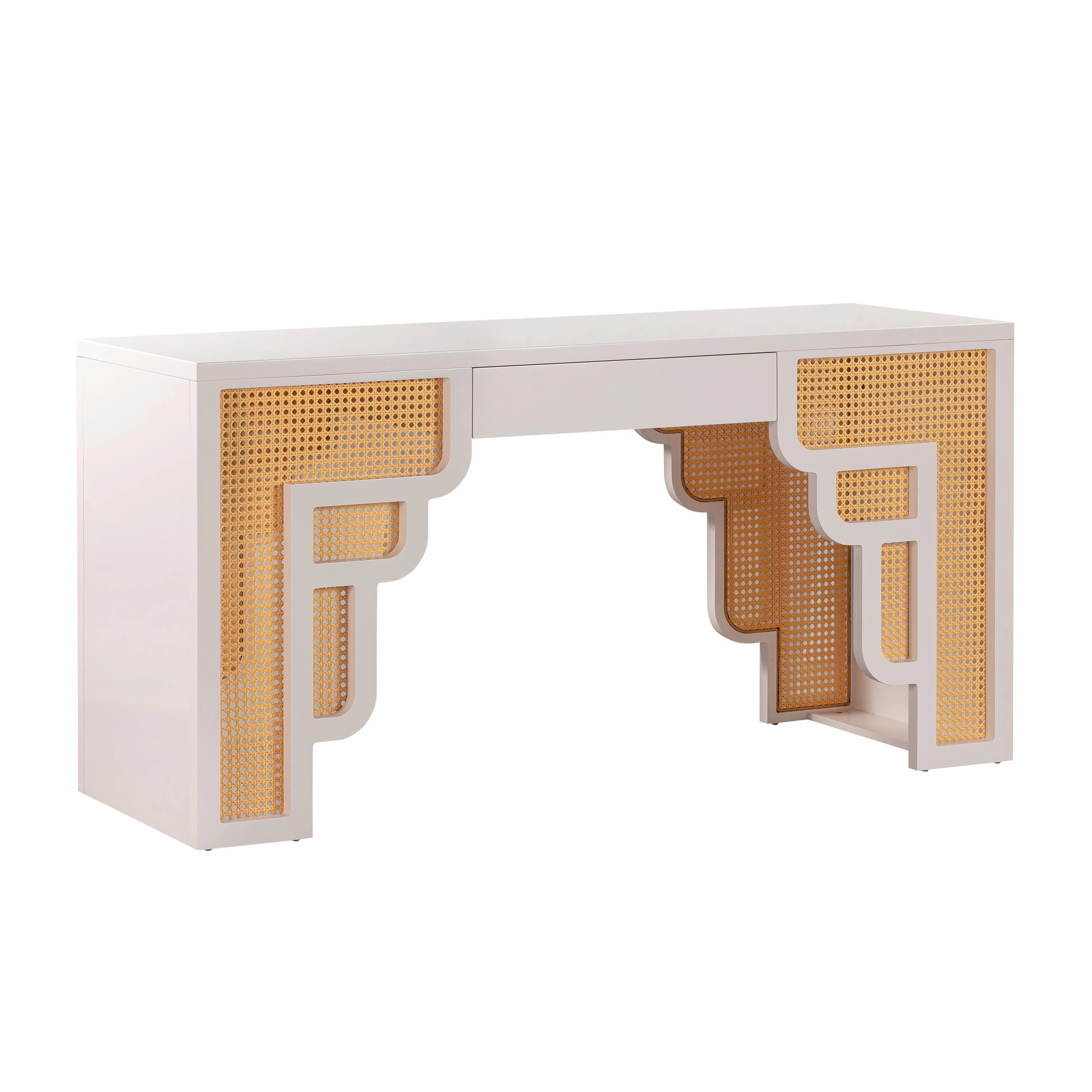 Suzie Cream & Rattan Executive Desk - Remutear