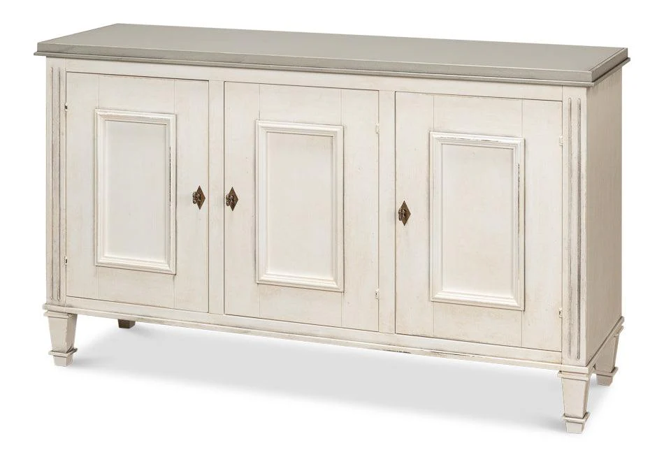 Louis Xvi Buffet White/White Gray Quartz - Remutear