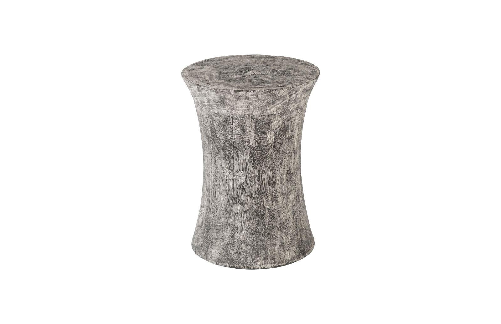 Drum Stool, Mango Wood, Gray Stone - Remutear