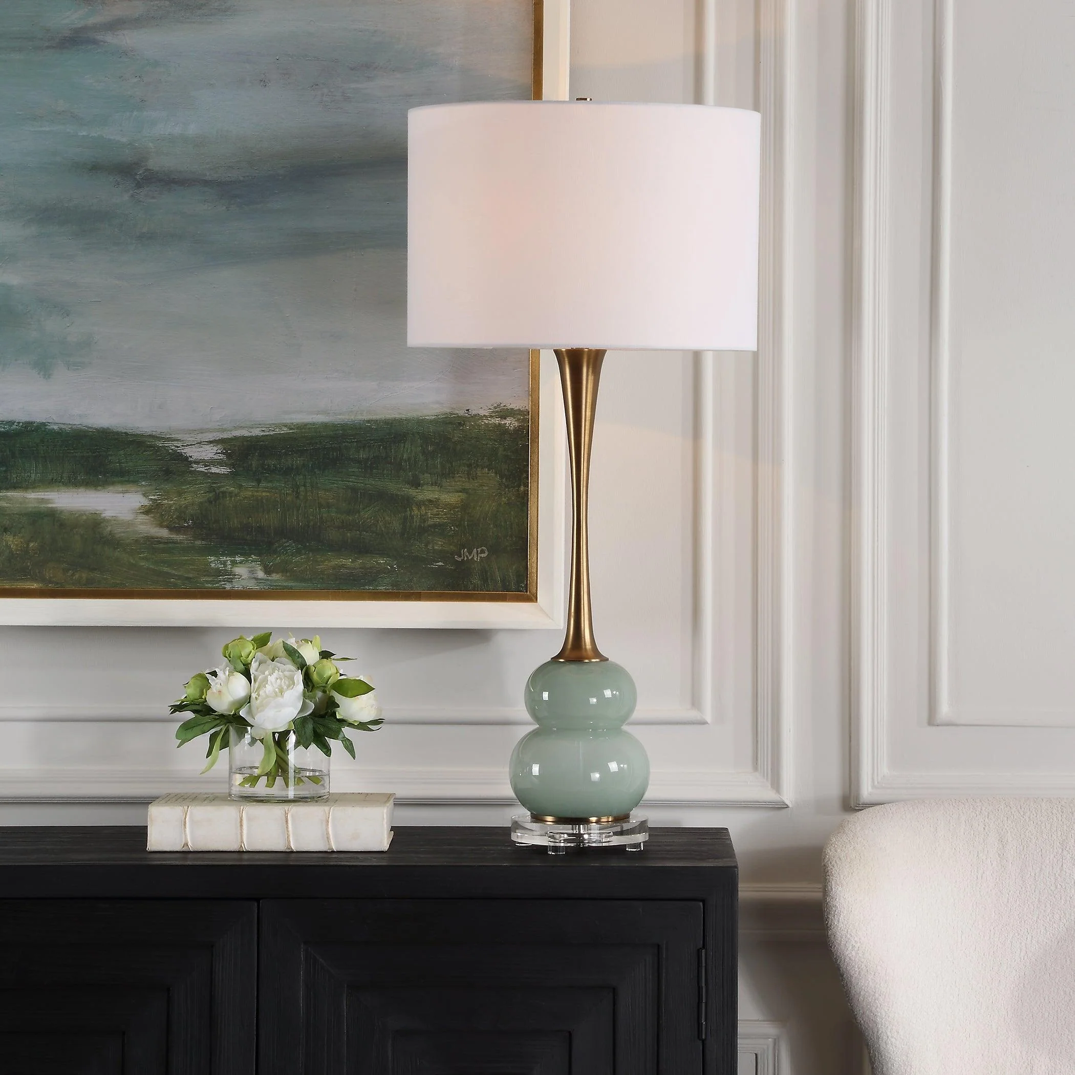 Sanctuary Green Gray Table Lamp - Remutear