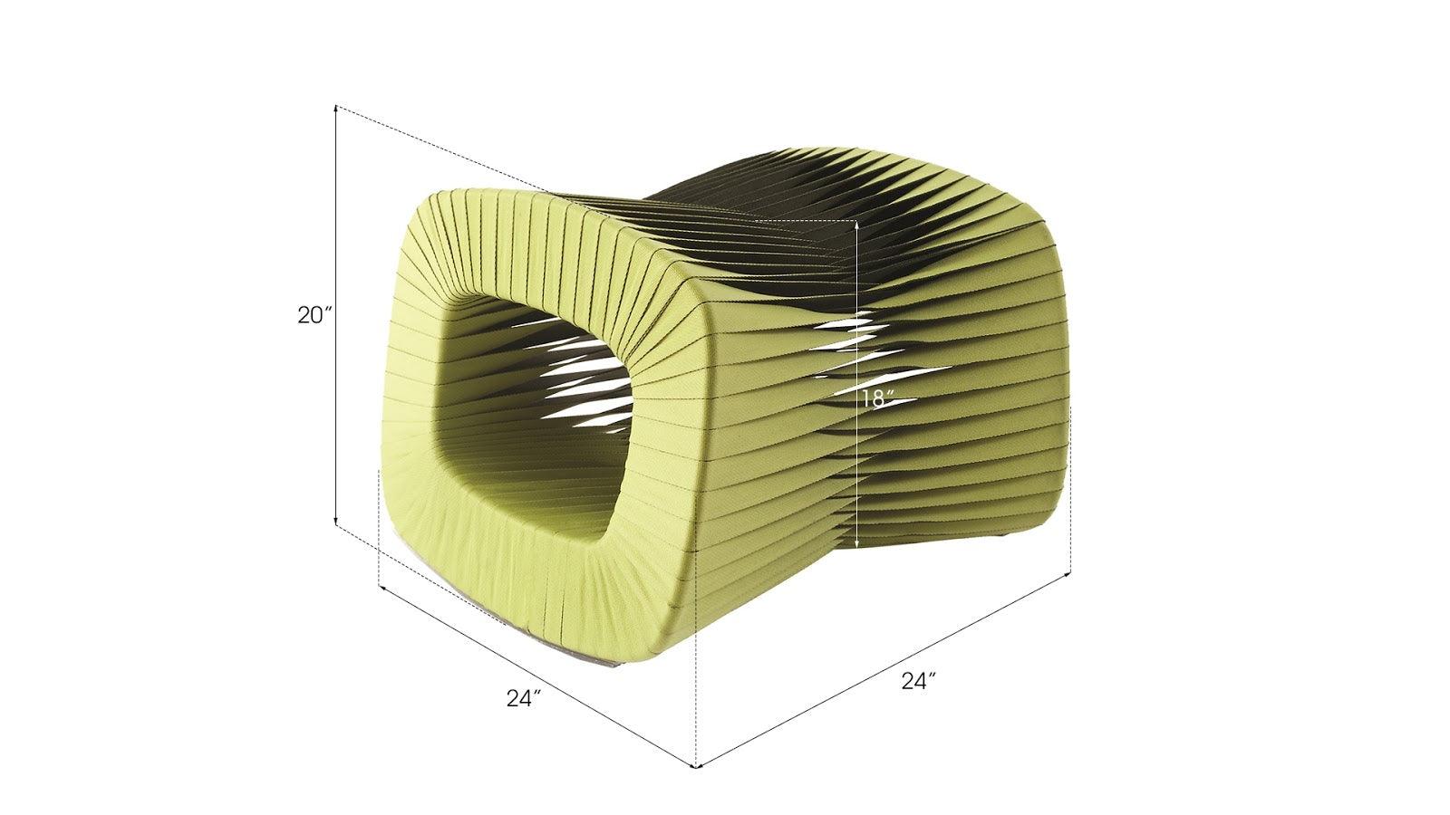 Seat Belt Ottoman, Green - Remutear
