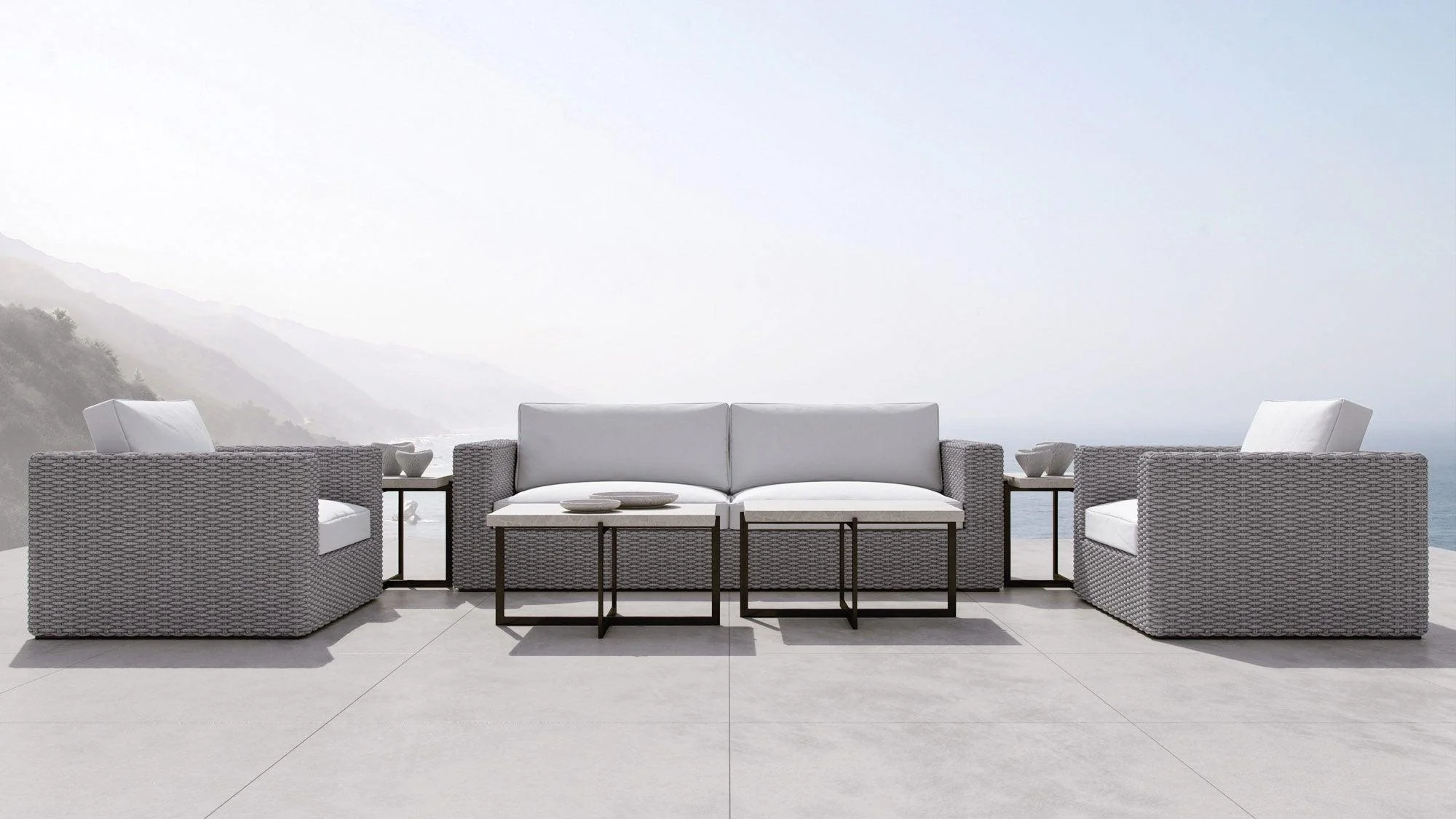 CAPRI SOFA/ GRAY ROPE GREY ROPE FRAME SOFA - Remutear