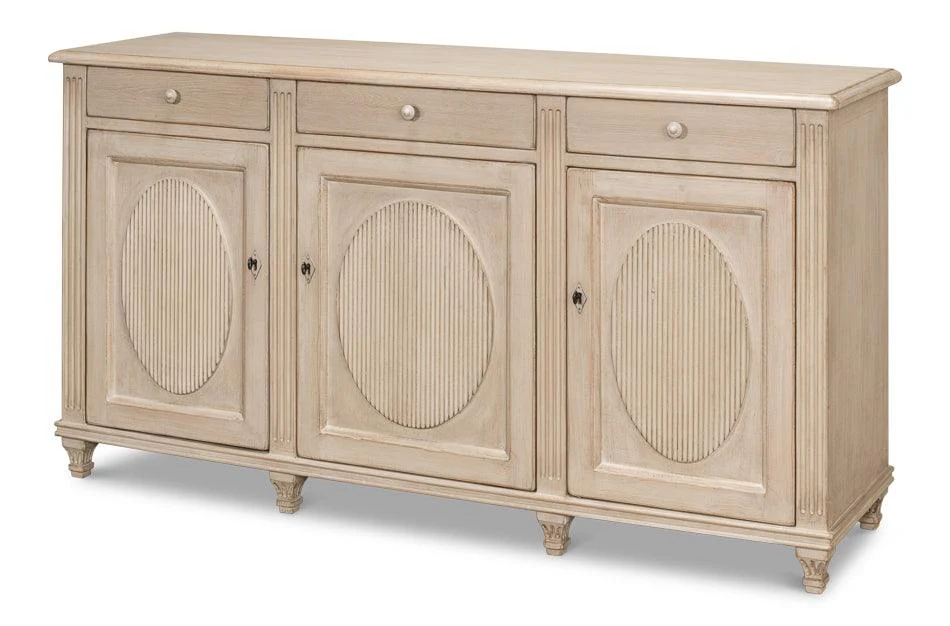 Ribbon Three Door Sideboard - Stone Grey - Remutear