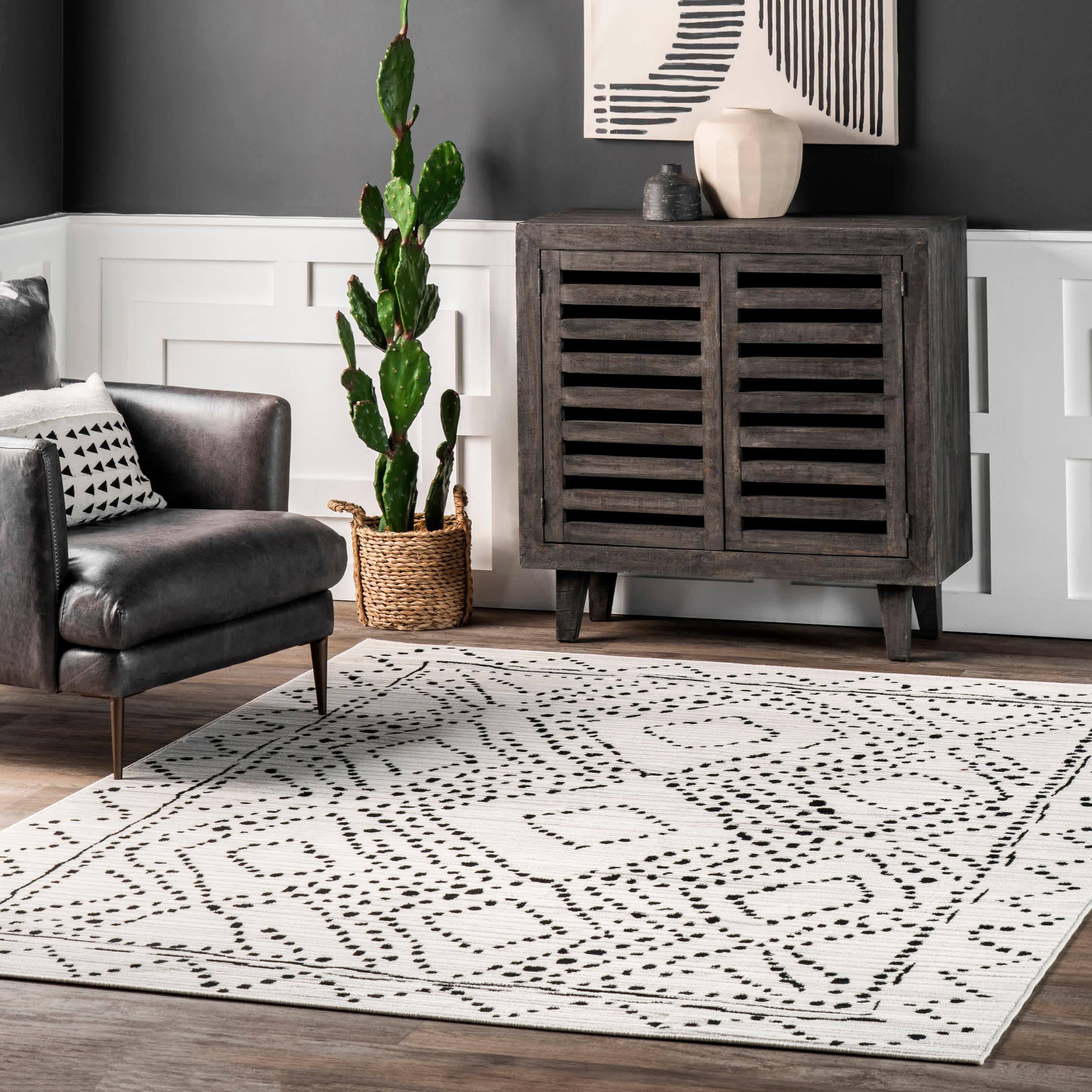 Mila Dotted Diamond Trellis Area Rug - Remutear