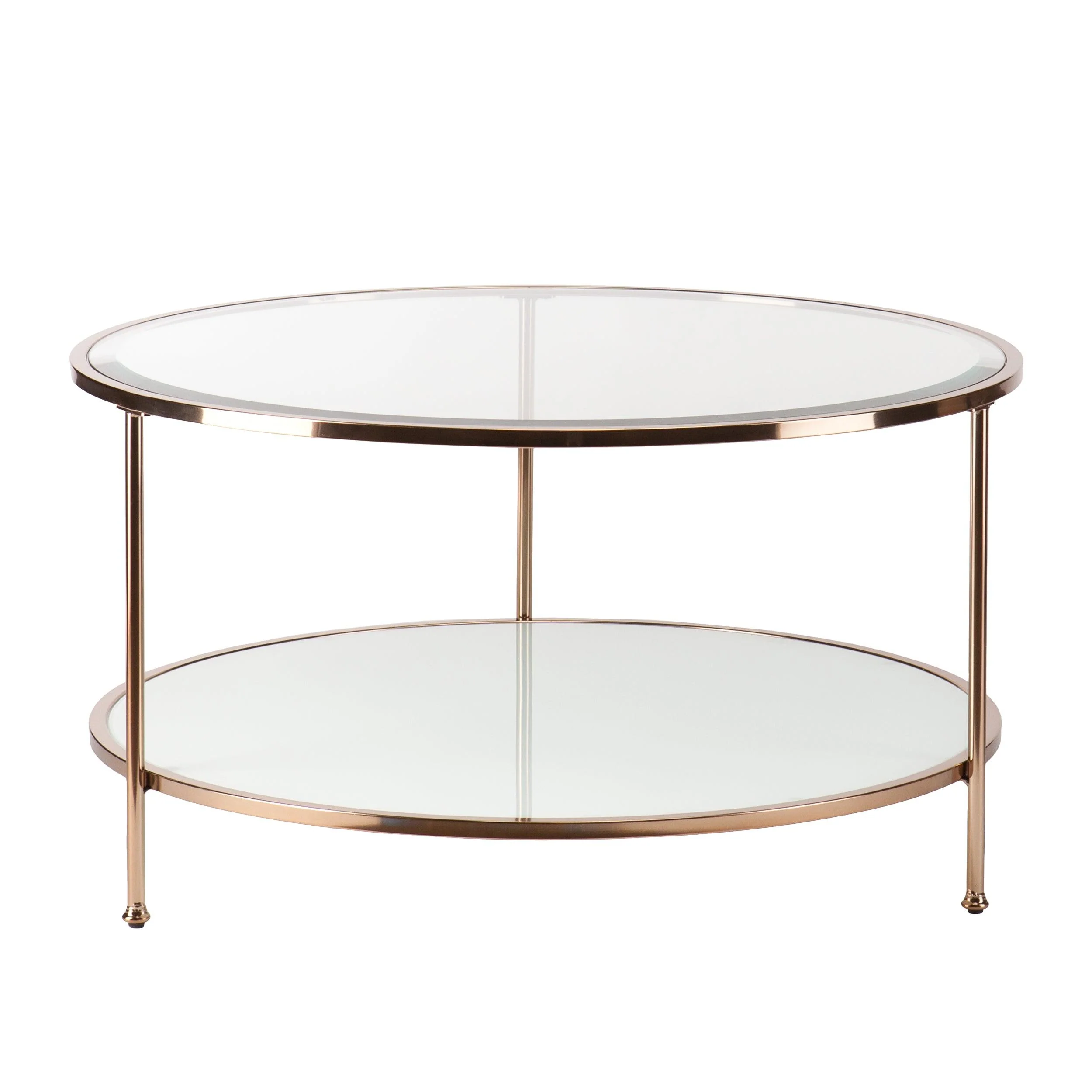 Risa Round Coffee Table w/ Storage - Gold - Remutear