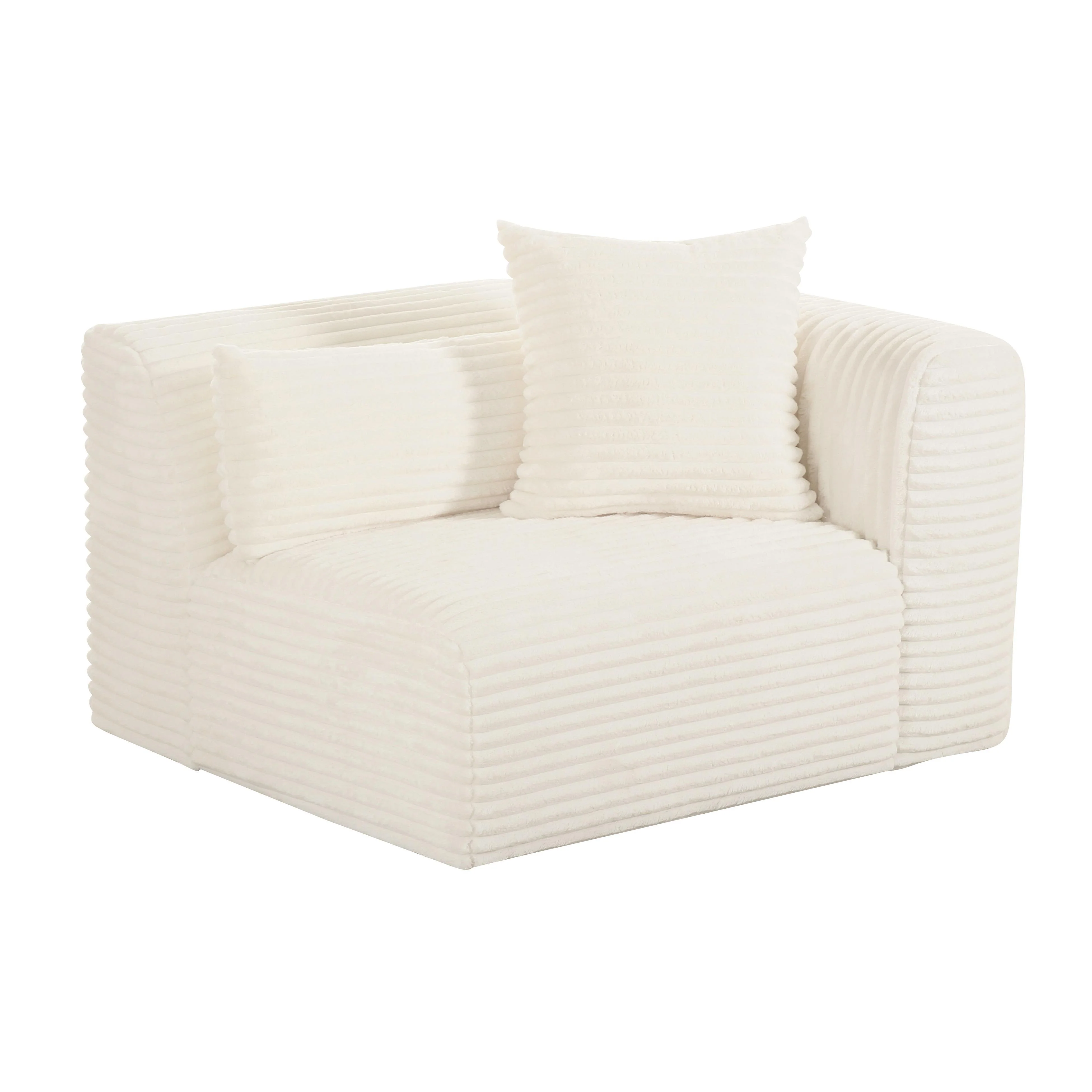 Tarra Fluffy Oversized Cream Corduroy Modular RAF Corner Chair - Remutear