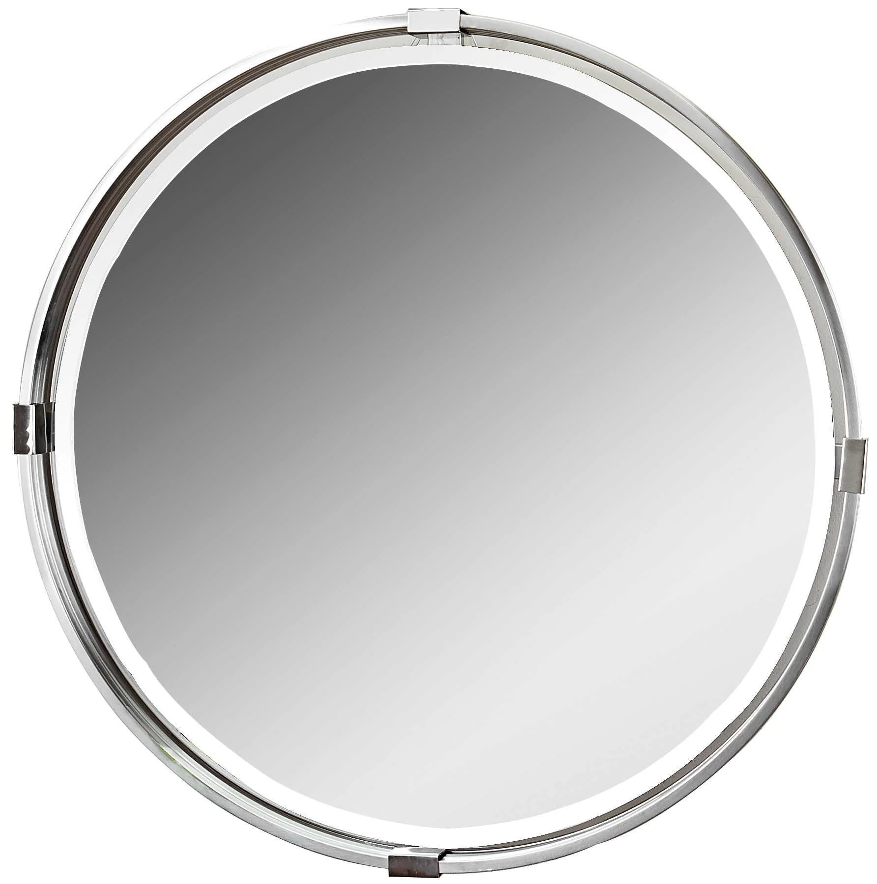 TAZLINA BRUSHED NICKEL ROUND MIRROR - Remutear