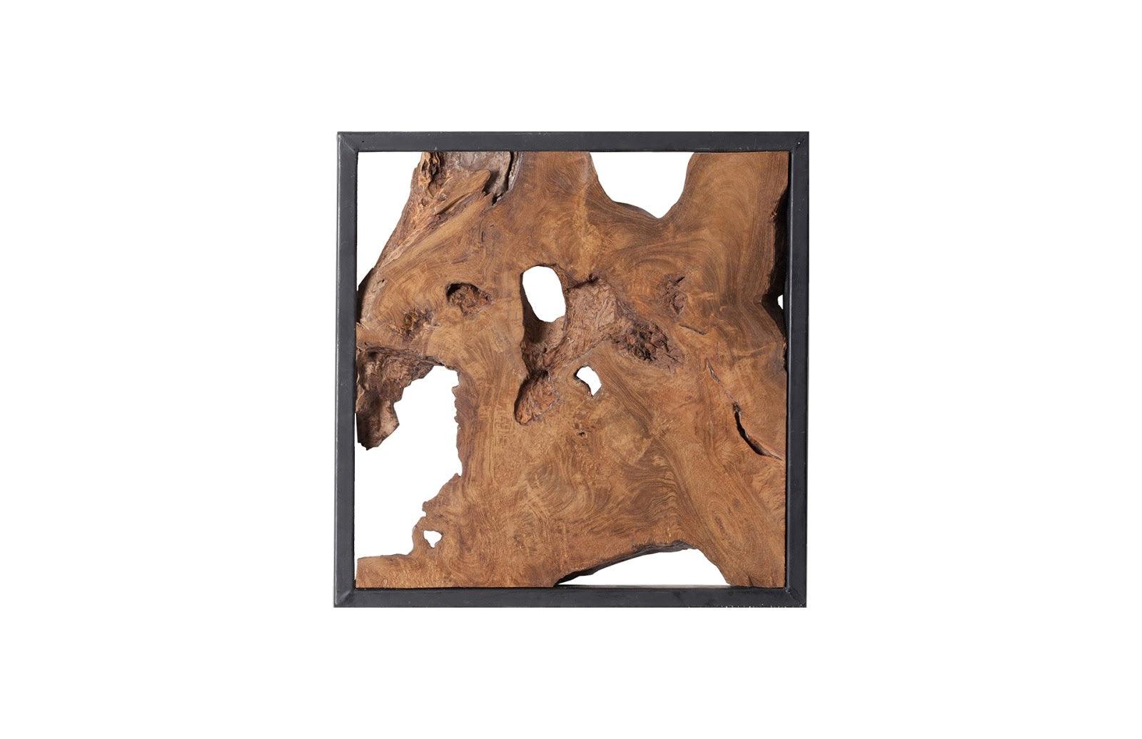 Framed Slice Wall Tile, Teak Wood, Black Frame - Remutear