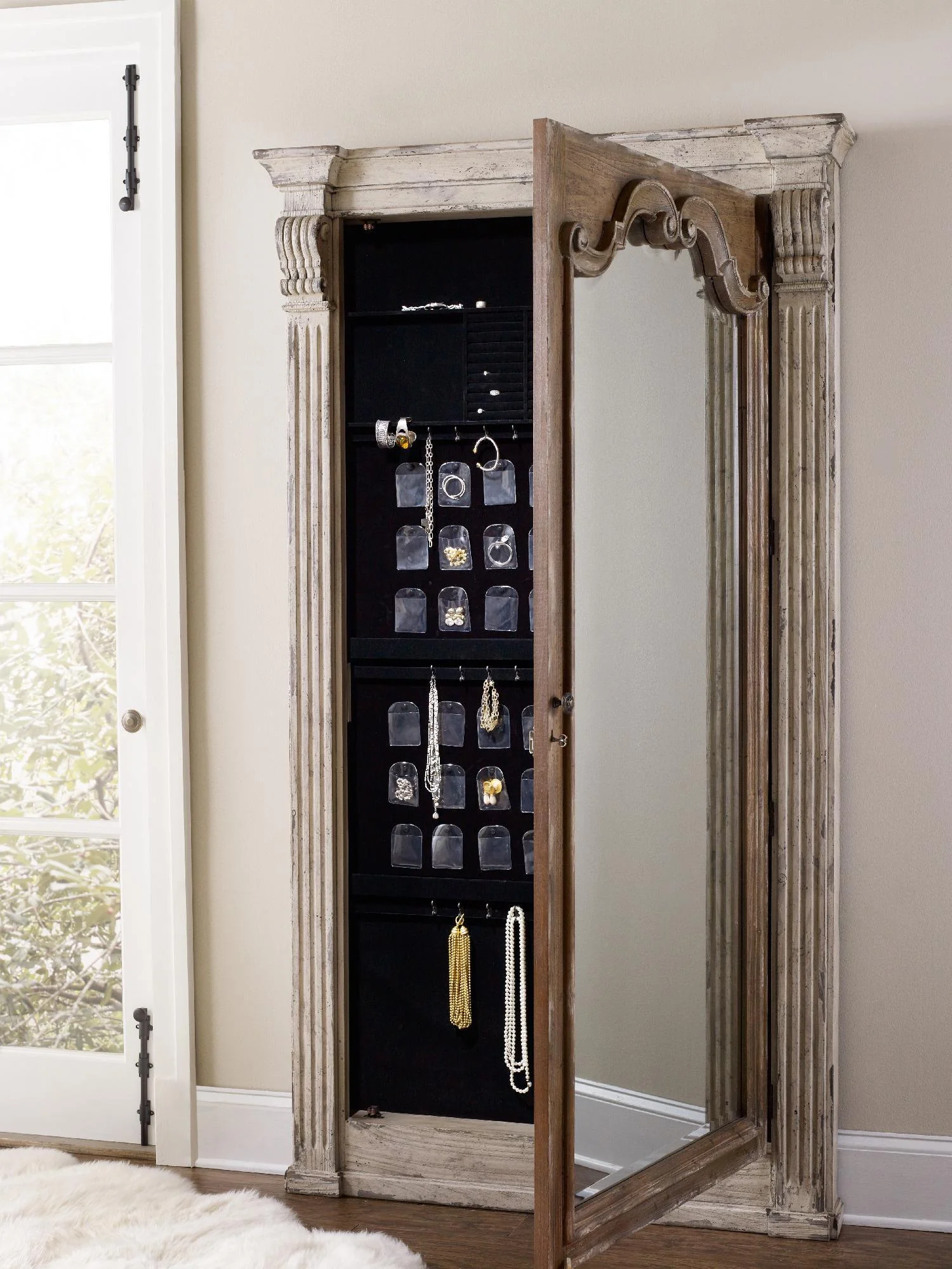 Chatelet Floor Mirror withJewelry Armoire Storage - Remutear