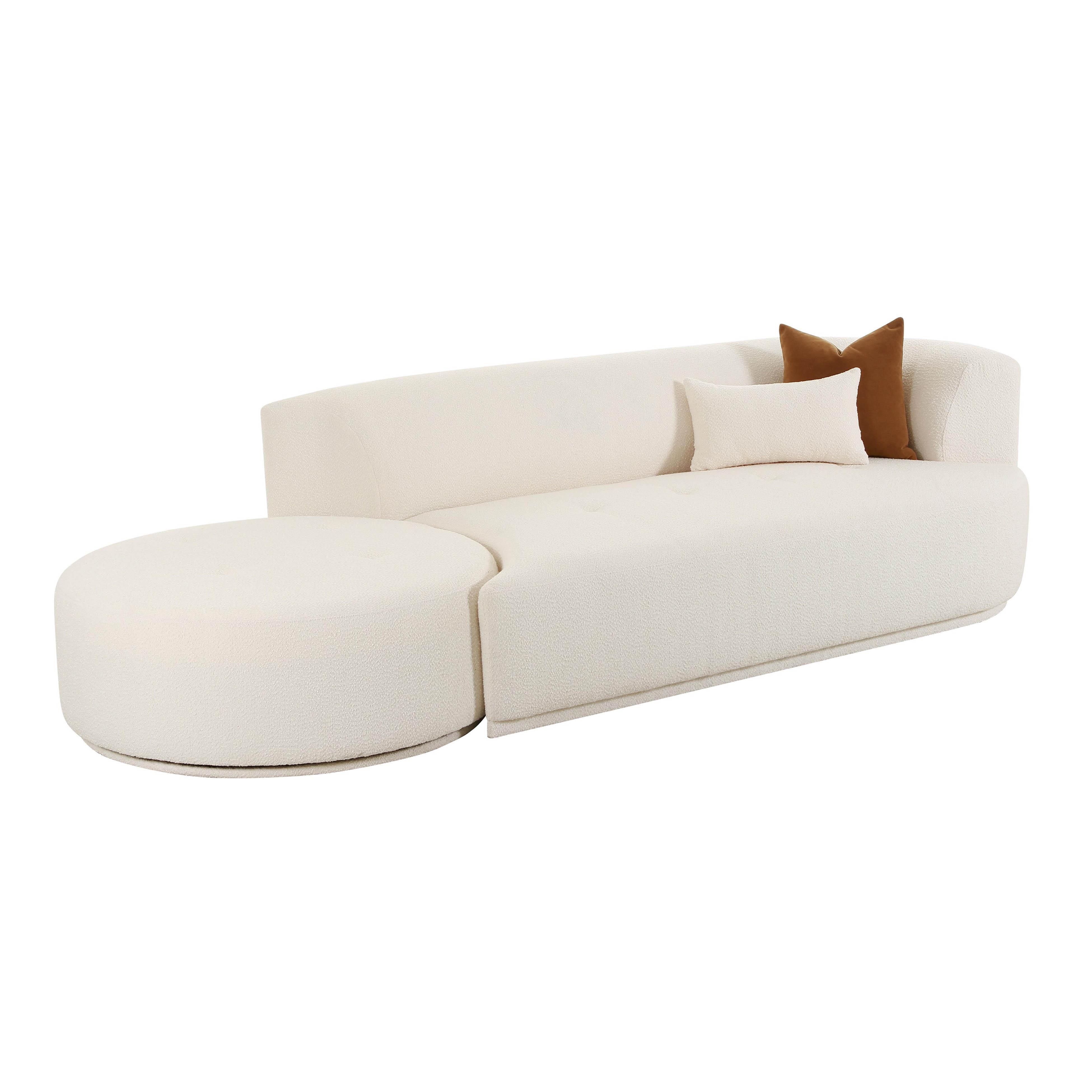 Fickle Cream Boucle 2-Piece Chaise Modular RAF Sofa - Remutear