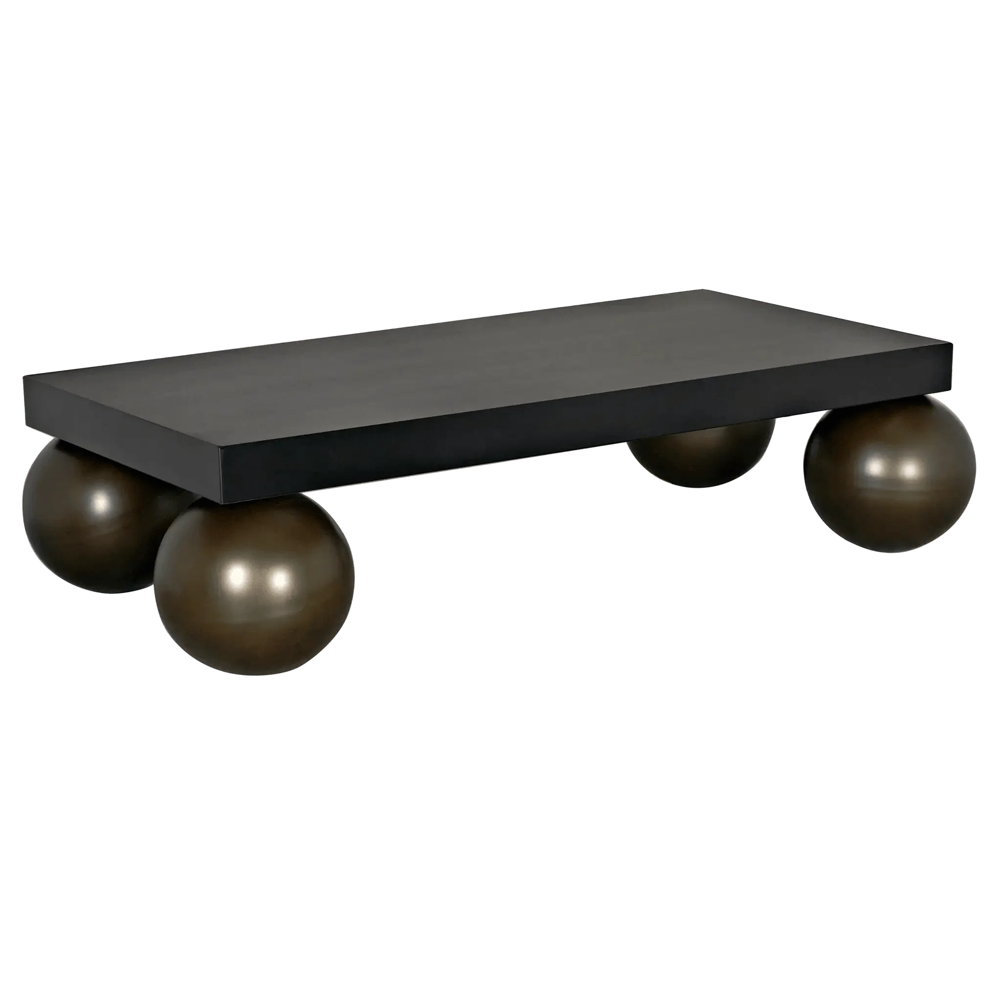 Cosmo Coffee Table, Black Metal with Aged Brass Finish Legs - Remutear