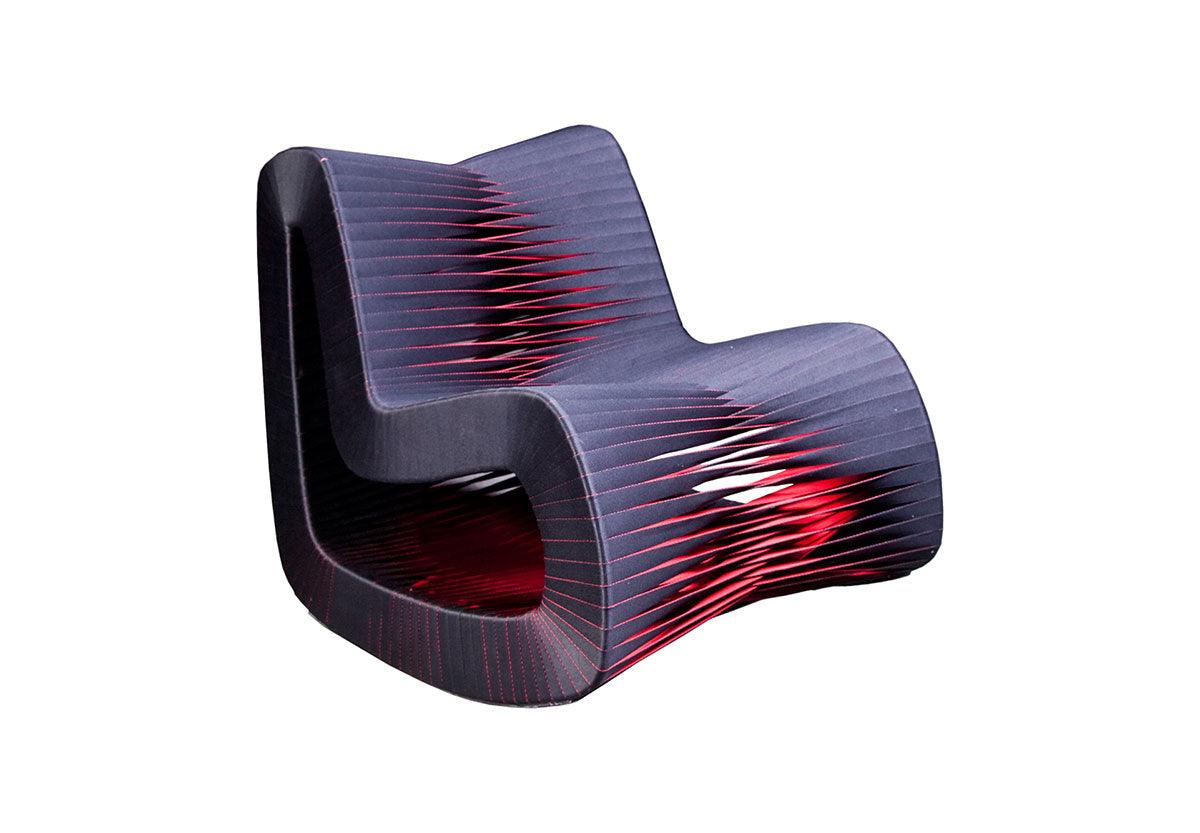 Seat Belt Rocking Chair, Black/Red - Remutear