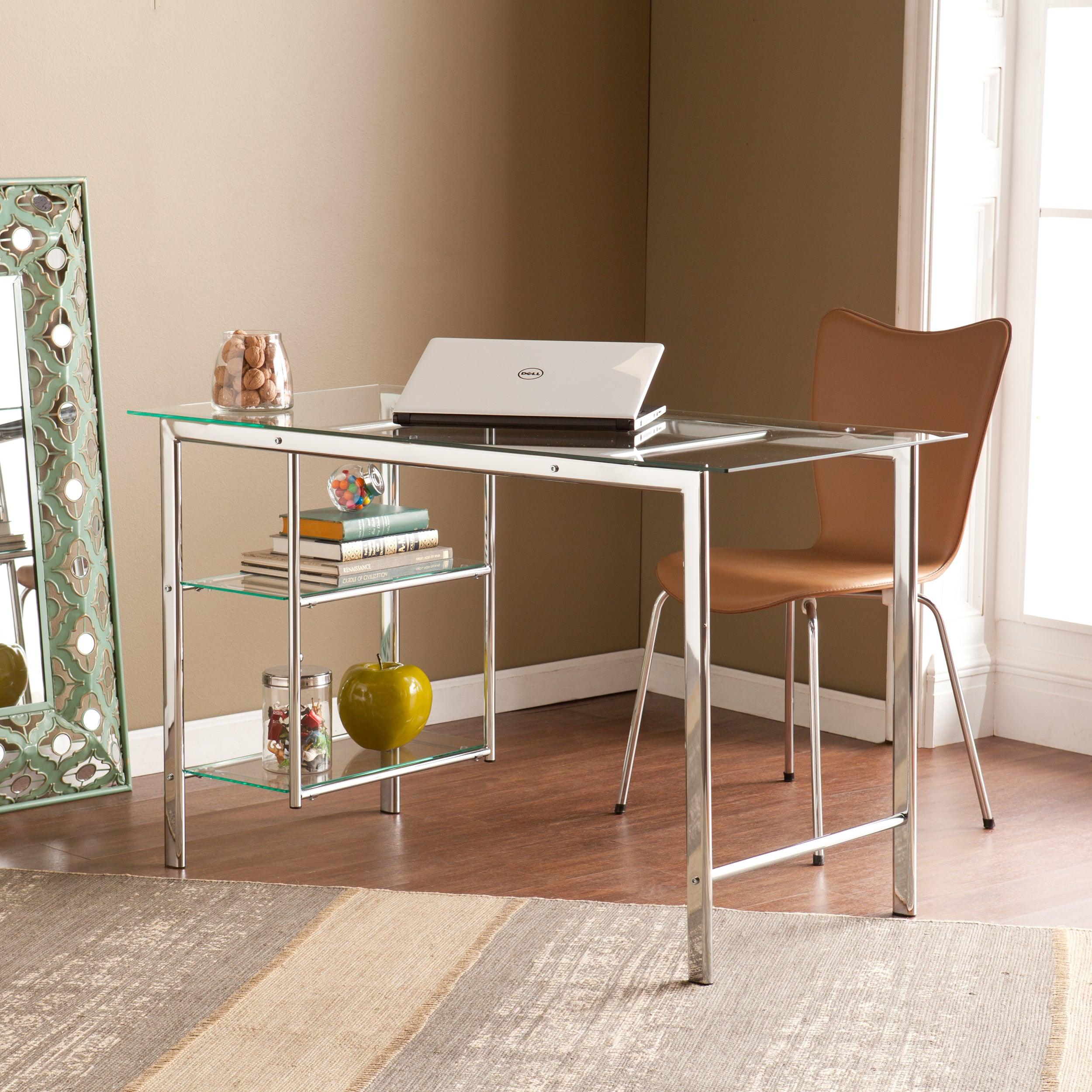 Oslo Chrome/Glass Desk - Remutear