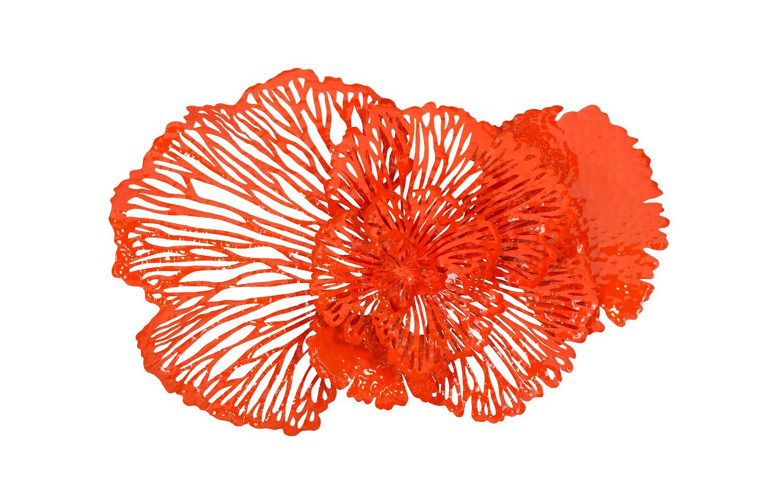 Flower Wall Art, Medium, Coral, Metal - Remutear
