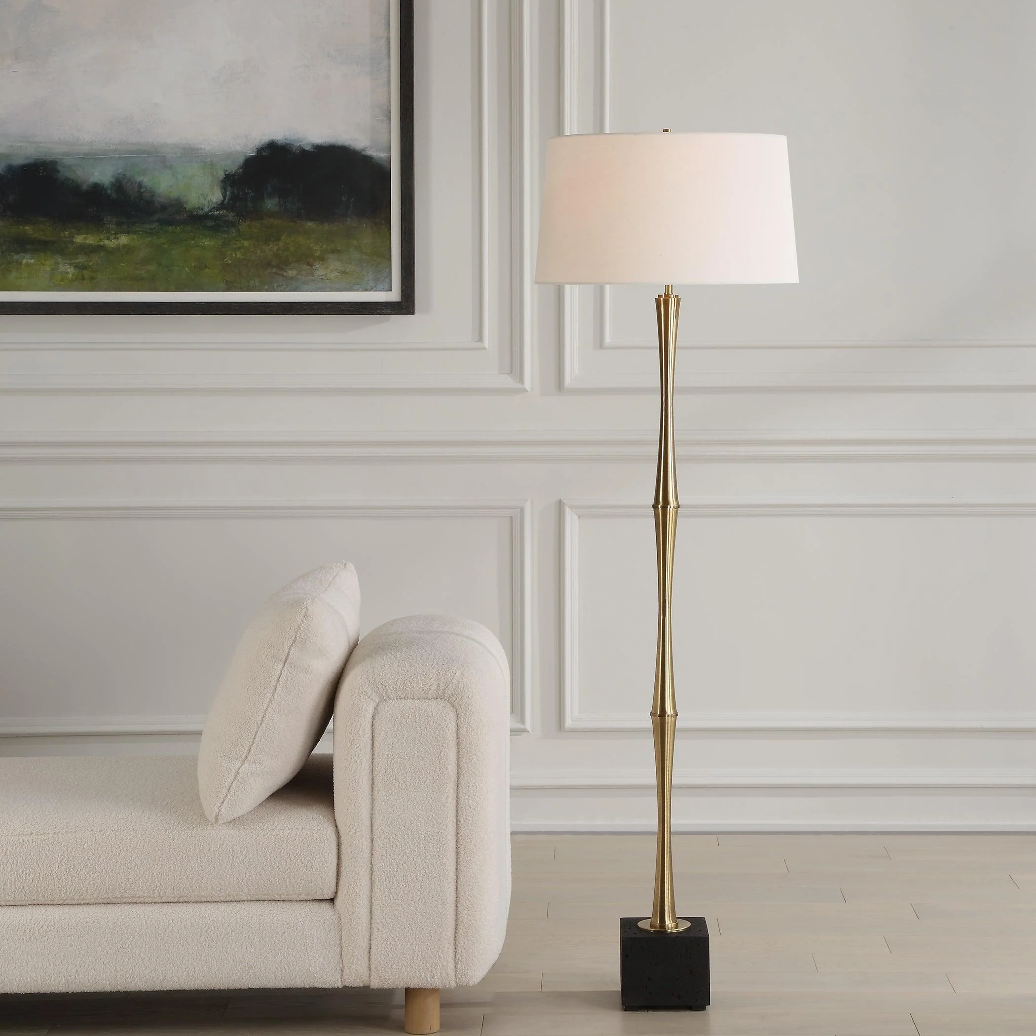 Shino Antique Brass Floor Lamp - Remutear
