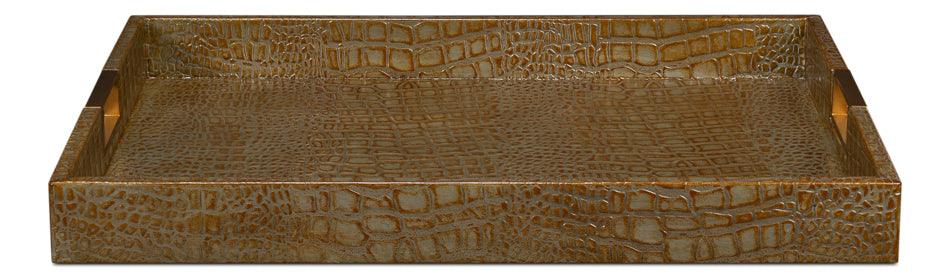 Norton Leather Tray Croco Leather Ant Gr - Remutear