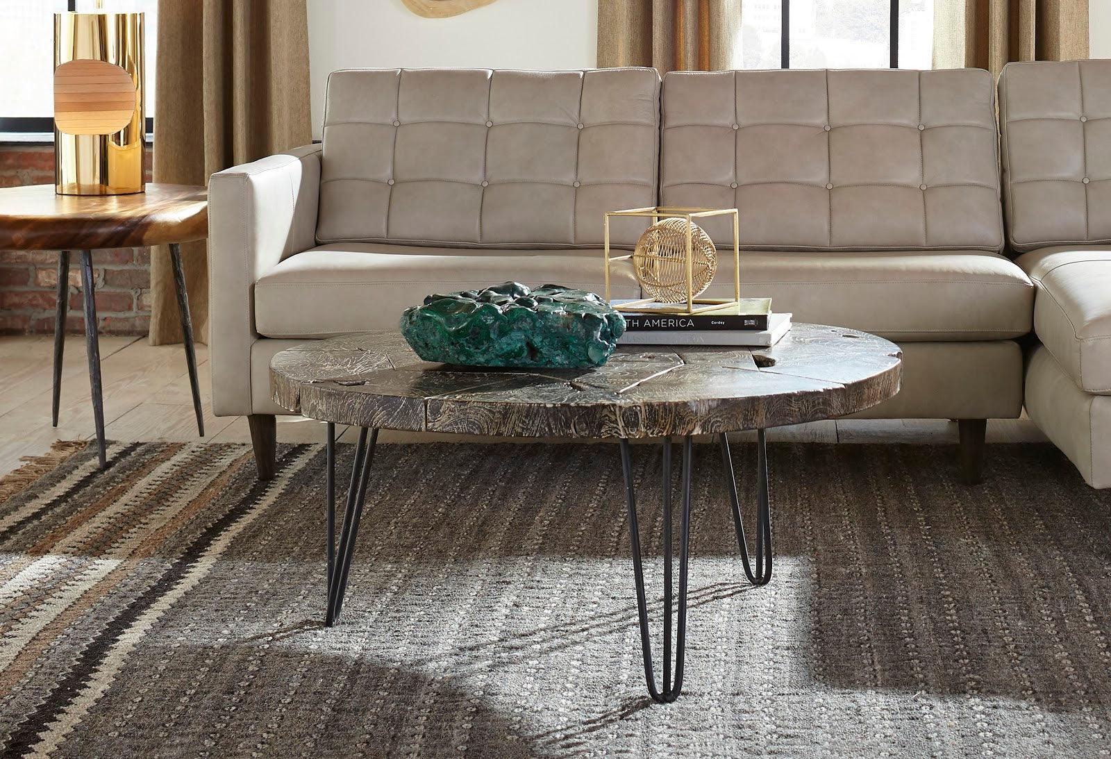 Driftwood Top Coffee Table, Black Wash - Remutear