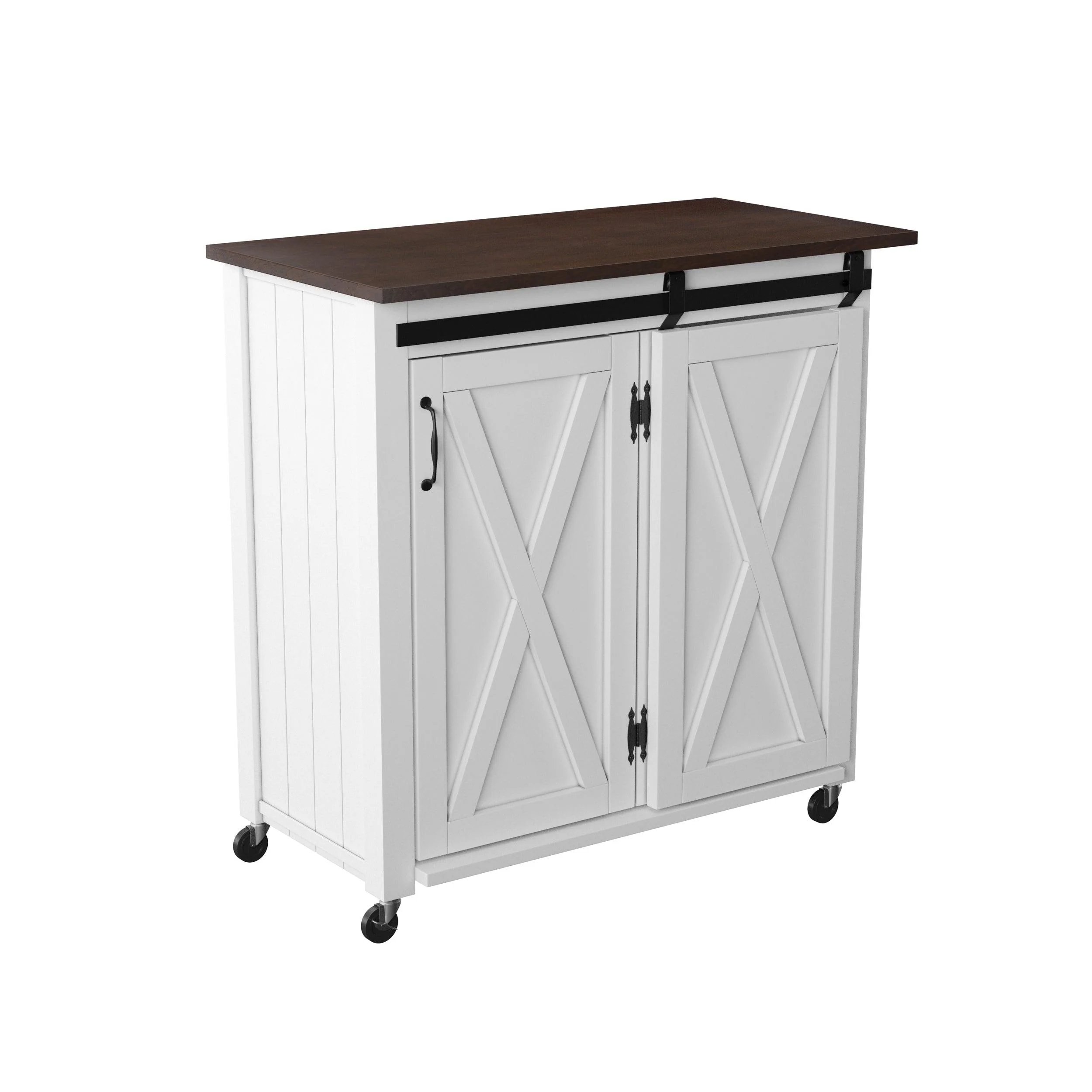 Leshire Barn-Door Kitchen Cart - Remutear