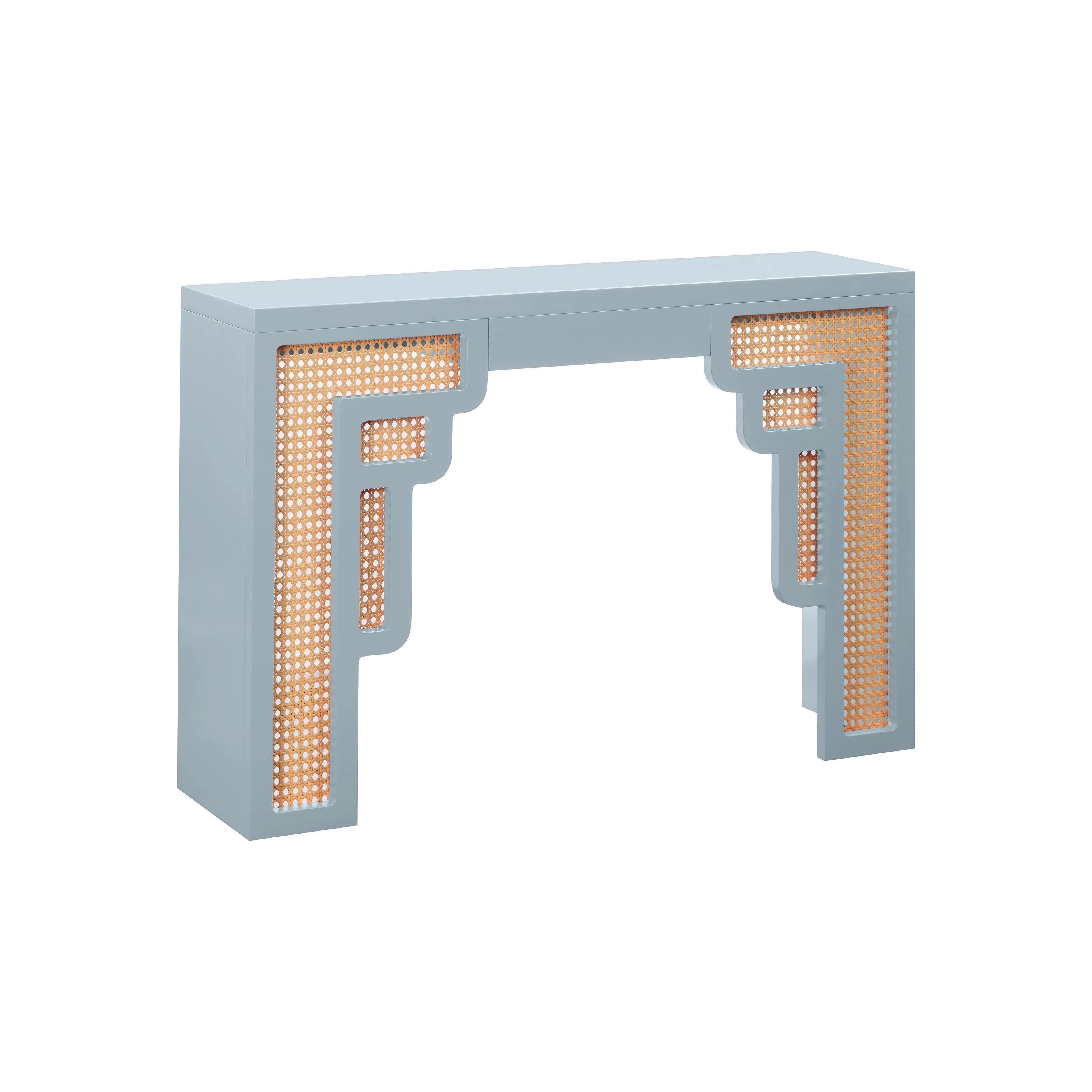 Suzie Pastel Blue & Rattan Console Table - Remutear