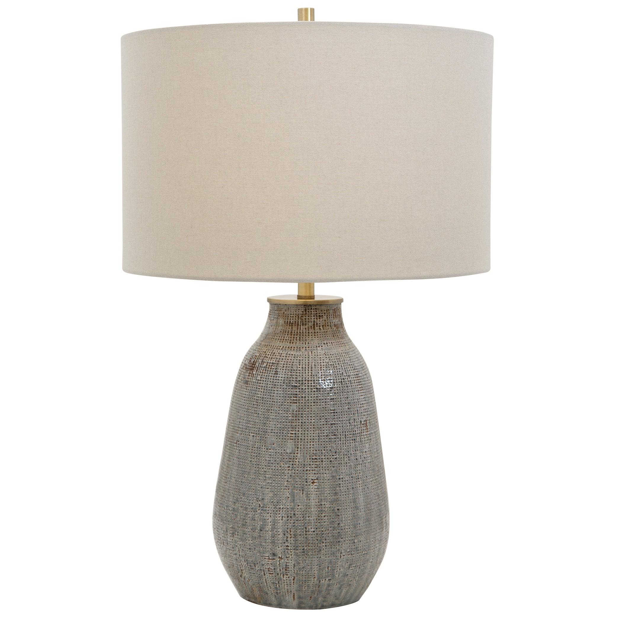 MONACAN GRAY TEXTURED TABLE LAMP - Remutear