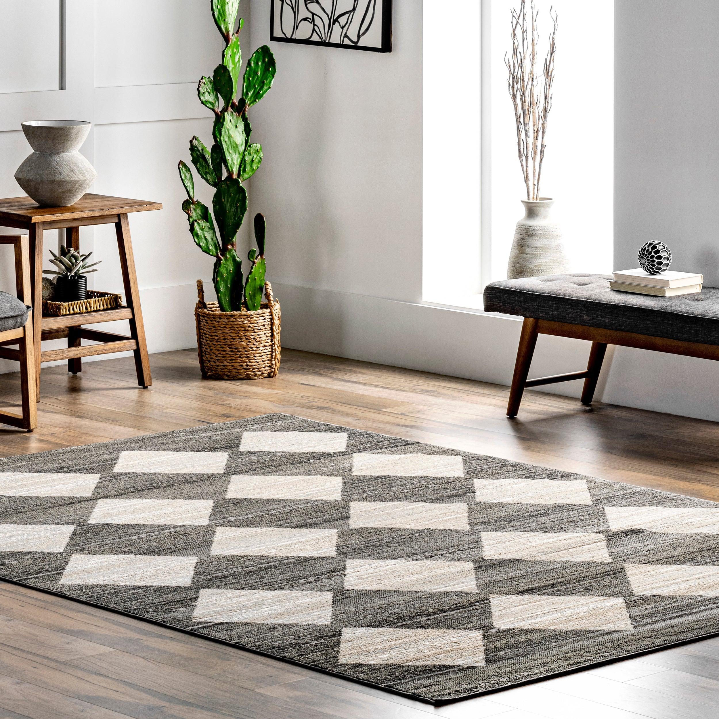 Gianna Contemporary Geometric Checker Tile Area Rug - Remutear