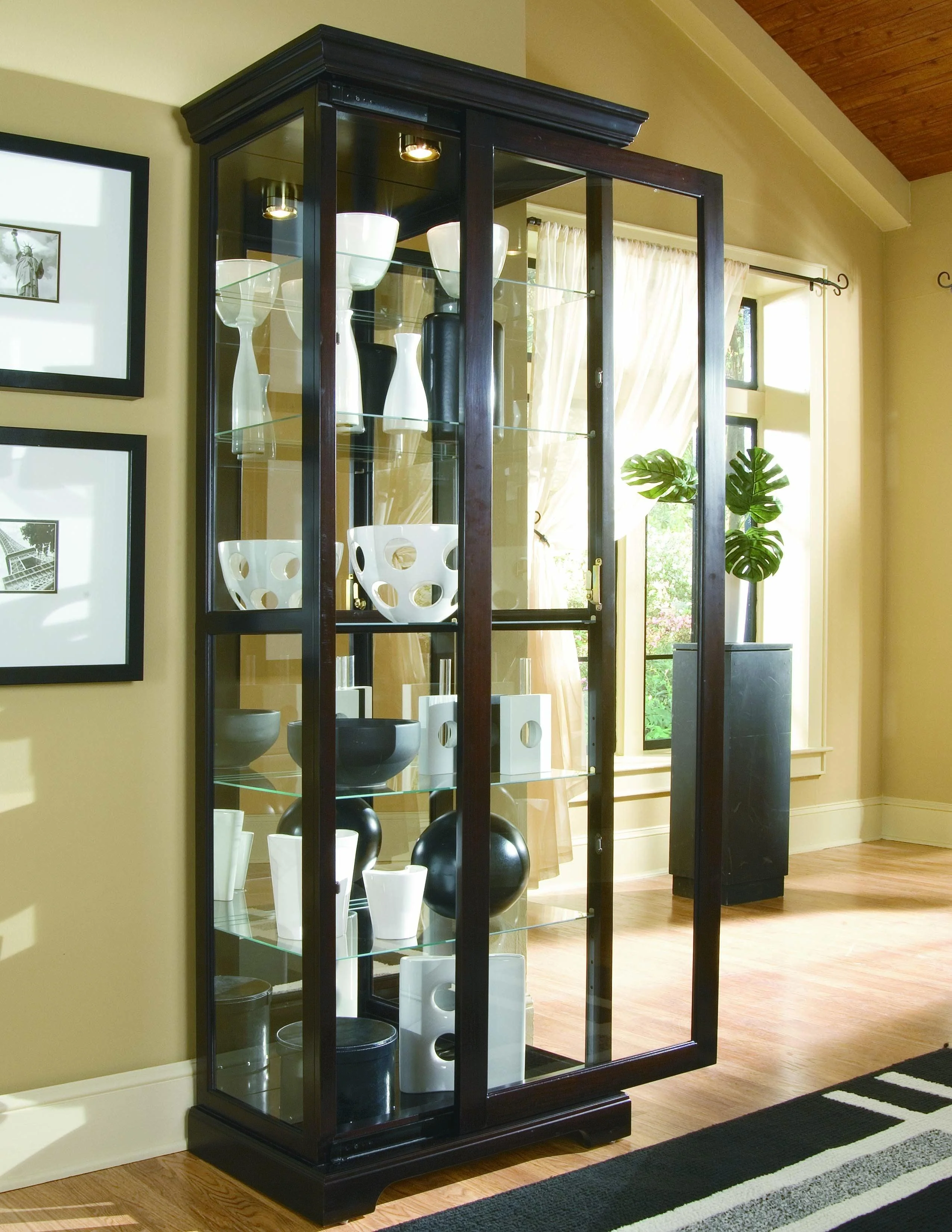 Tall 5 Shelf Curio Cabinet-Sliding Door - Remutear
