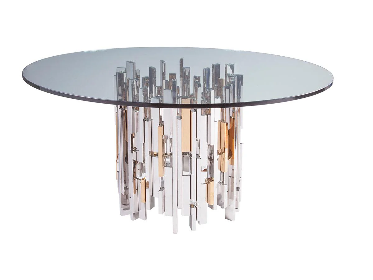 Signature Designs Cityscape Round Dining Table With Glass Top - Remutear
