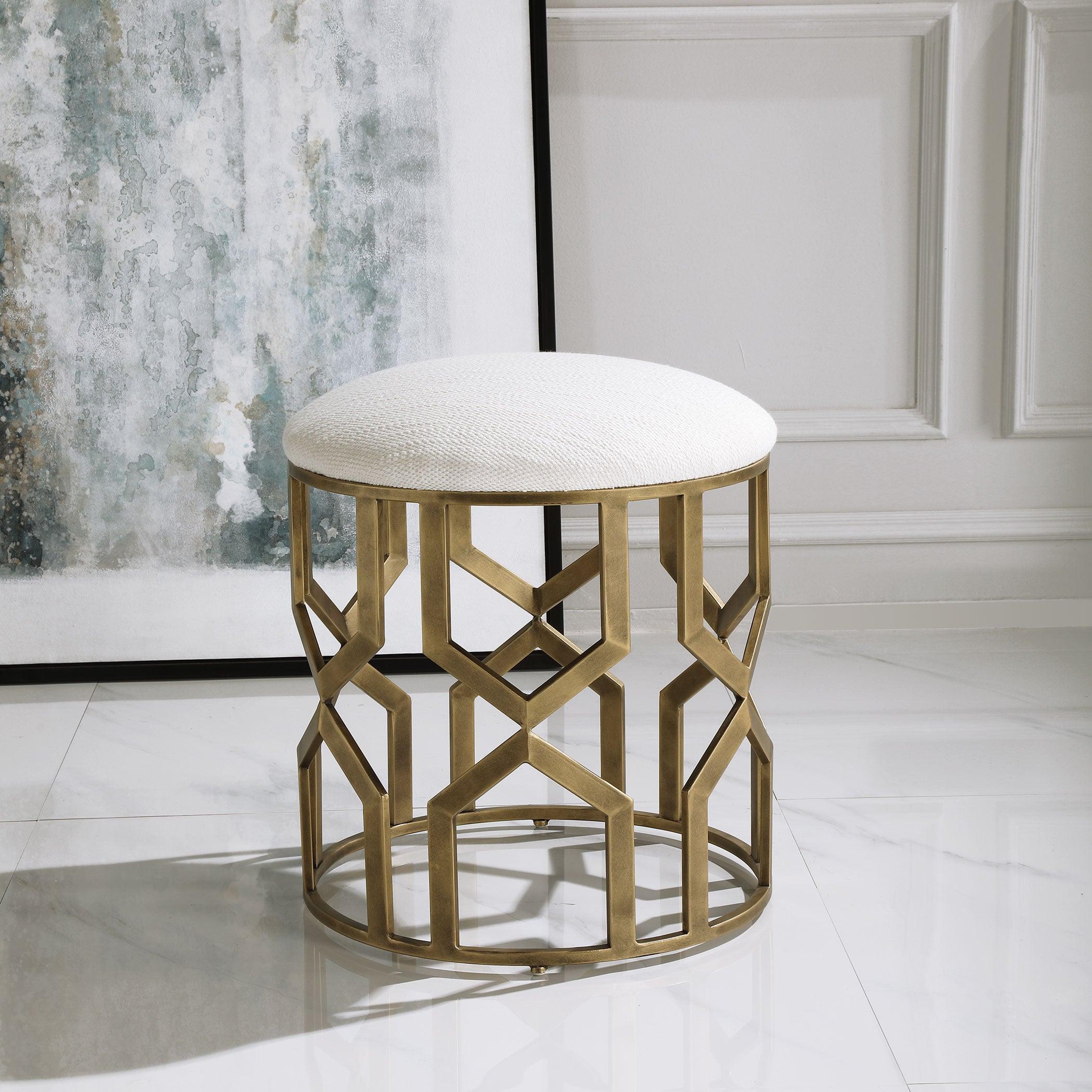TRELLIS GEOMETRIC ACCENT STOOL - Remutear