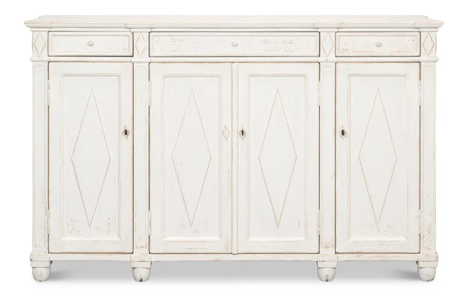 Diamond Wall Sideboard - Whitewash Finish - Remutear