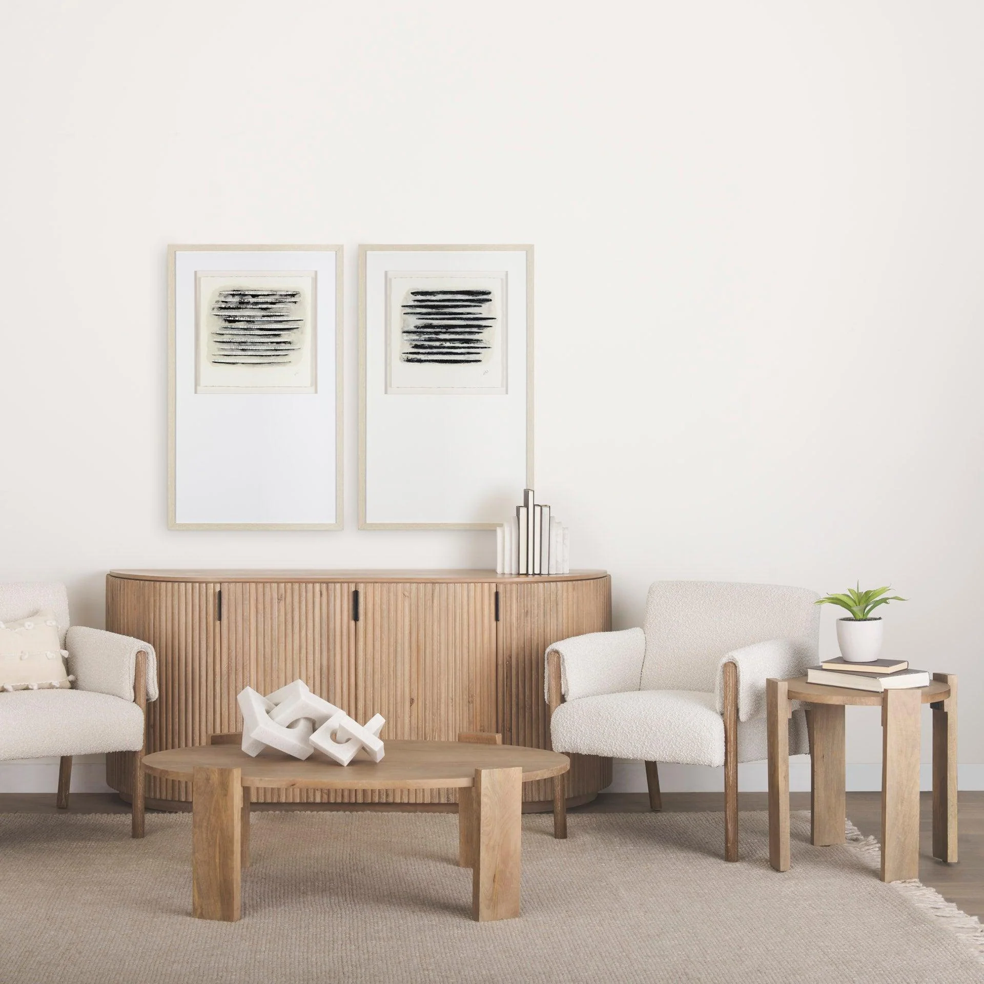 Terra Light Brown Wood Fluted Sideboard - Remutear