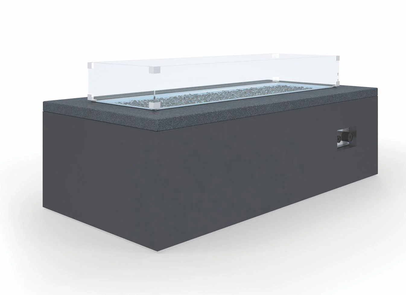 Black Granite Rectangular Fire Table Glass Surround - Remutear