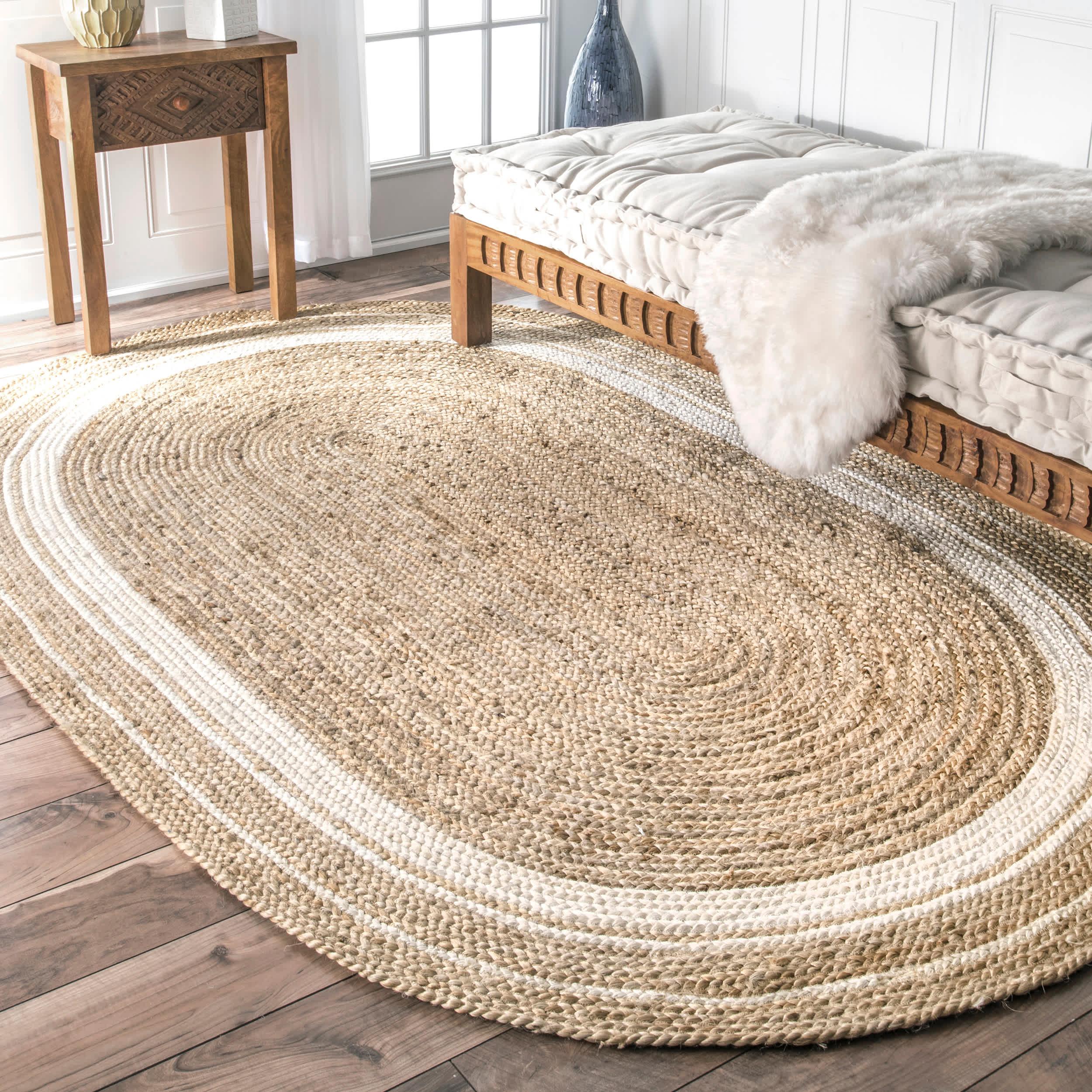 Braided Rikki Border Jute Area Rug - Remutear