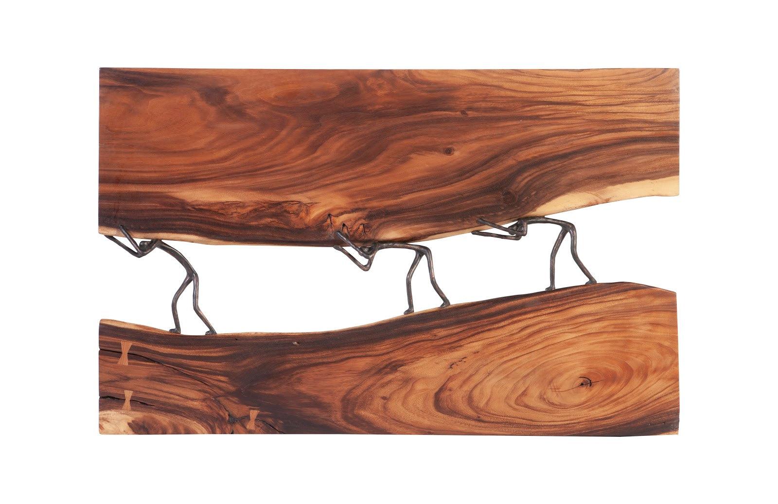 Atlas River Wall Panel, Chamcha Wood/Metal, Natural - Remutear