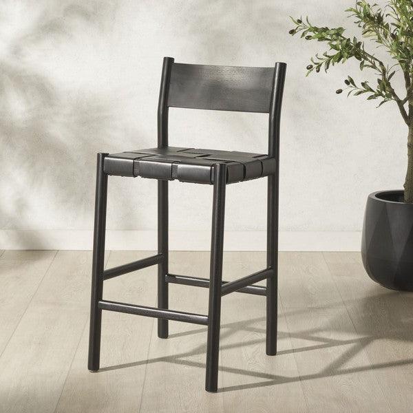 Devnie Woven Leather Counter Stool - Remutear