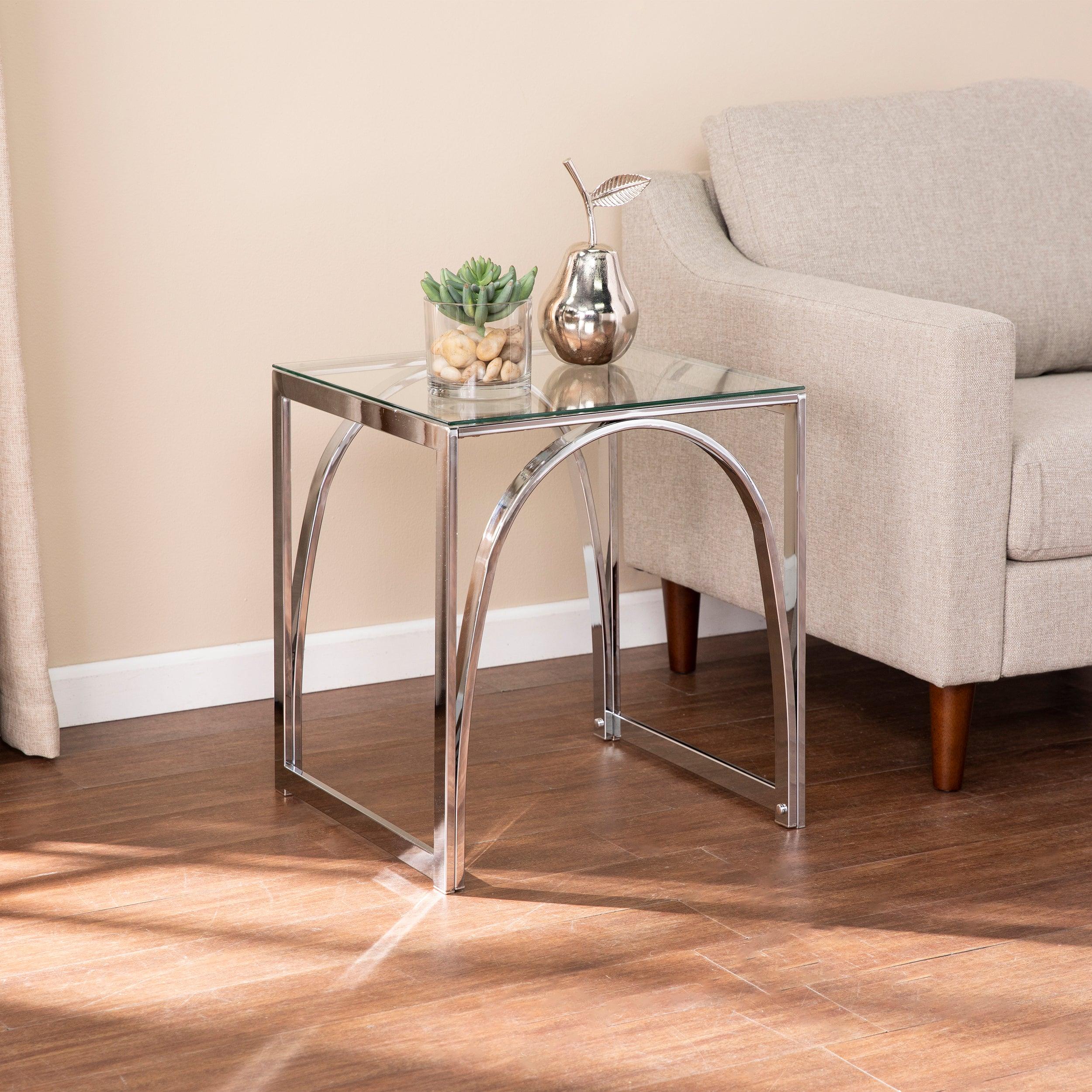 Stevenly Square Glass-Top End Table - Remutear