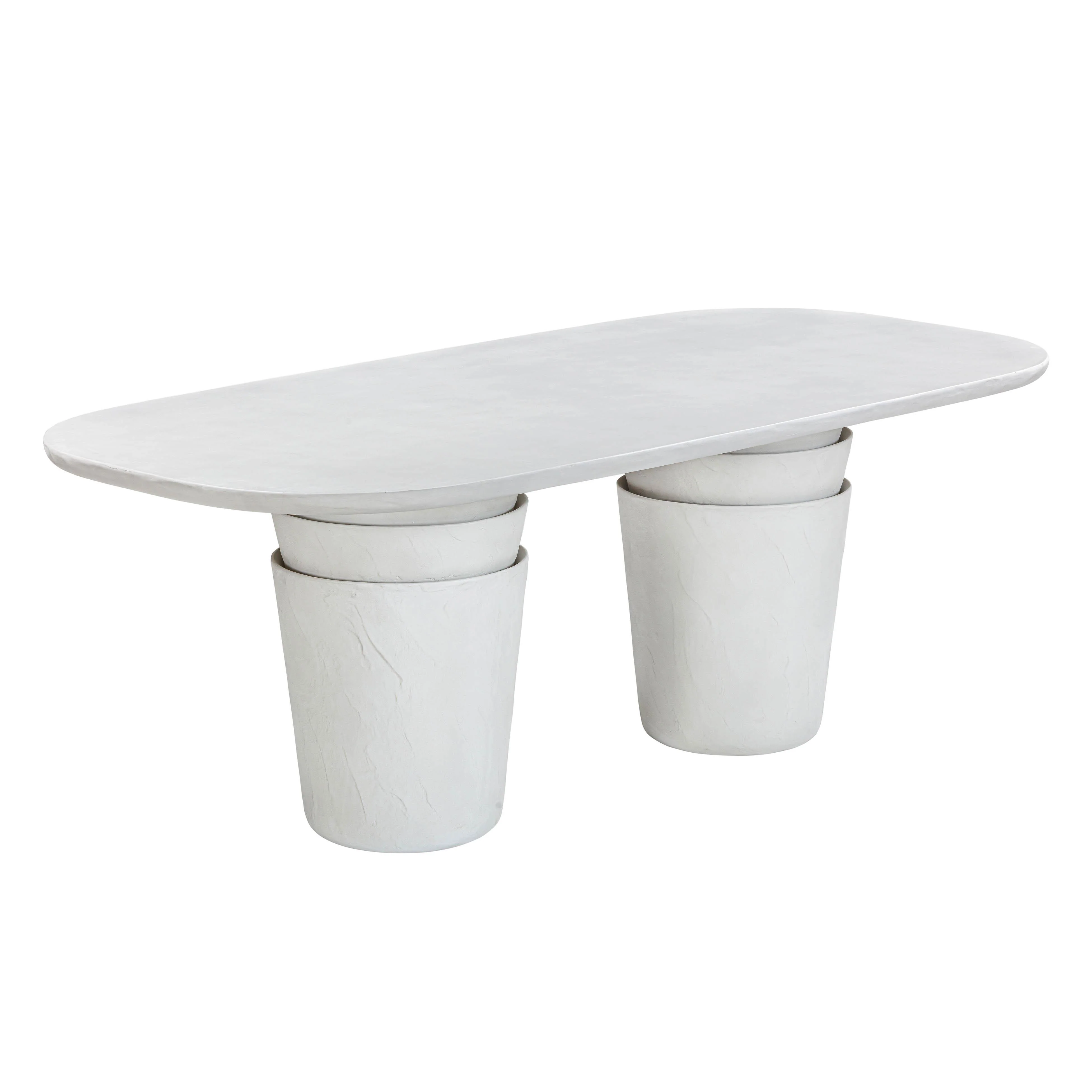 Margot Light Grey Faux Plaster Indoor / Outdoor Concrete Dining Table - Remutear