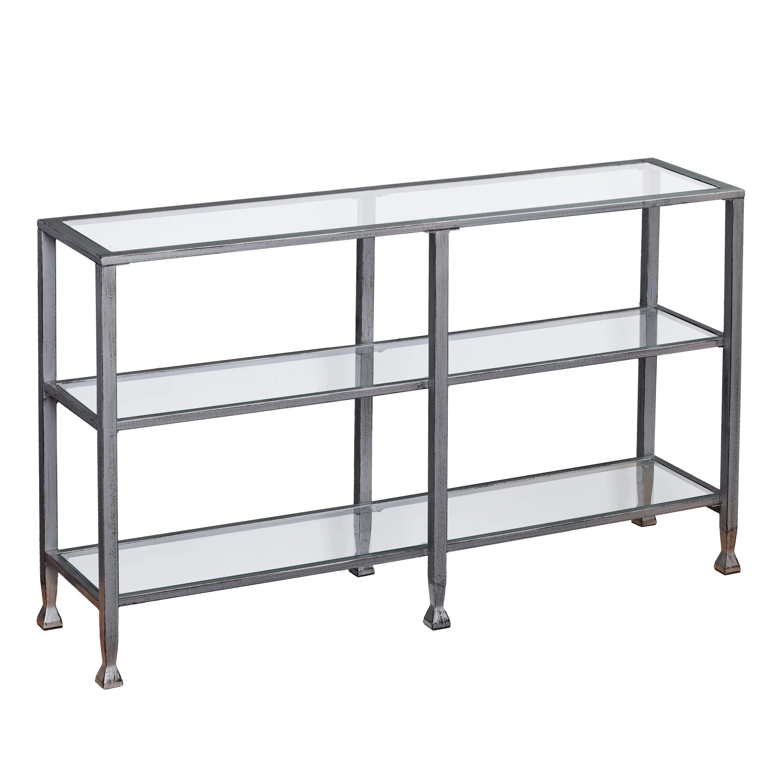 Jaymes Metal/Glass 3-Tier Console Table/Media Stand - Silver - Remutear