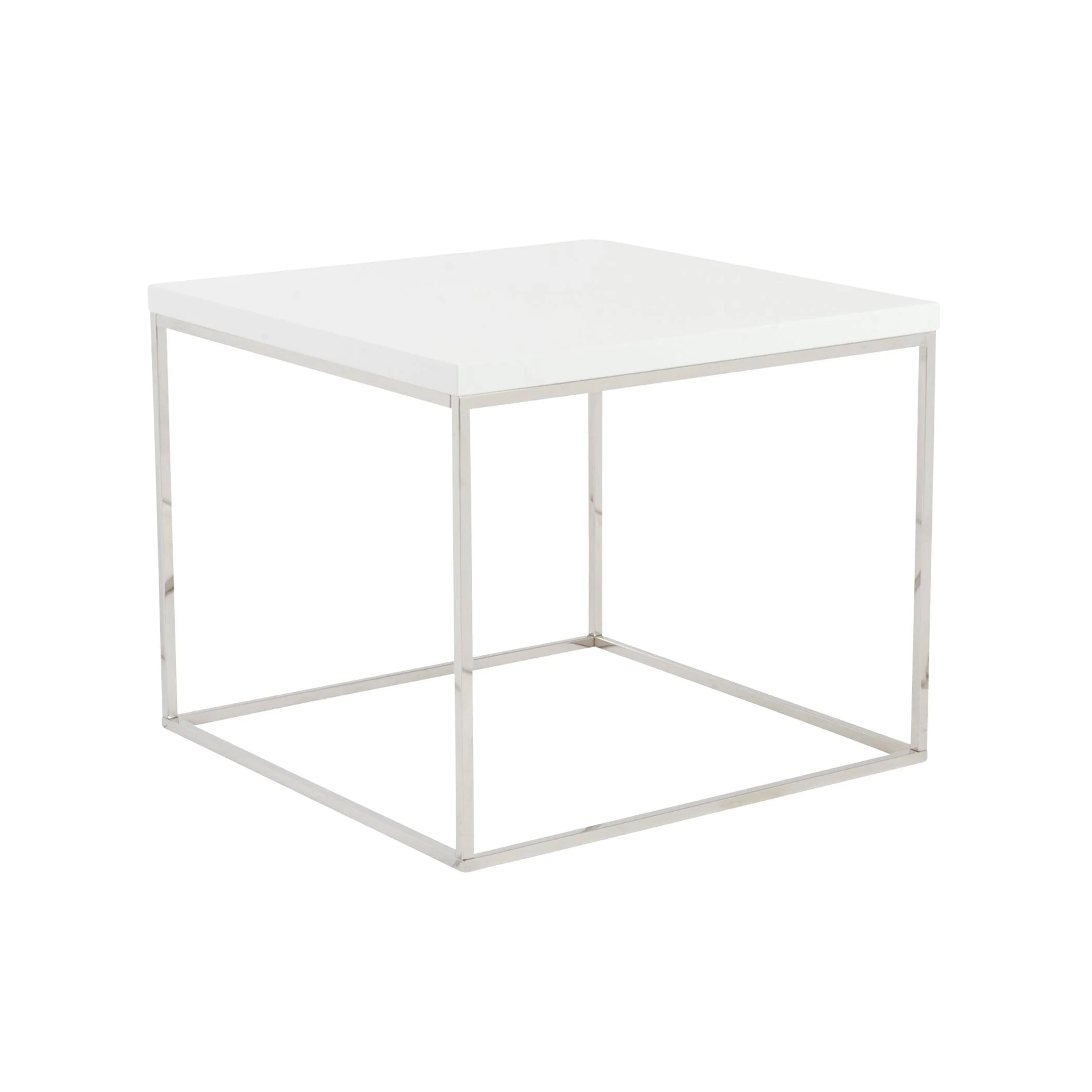 Teresa Square Side Table with Polished Stainless Steel Base - Remutear