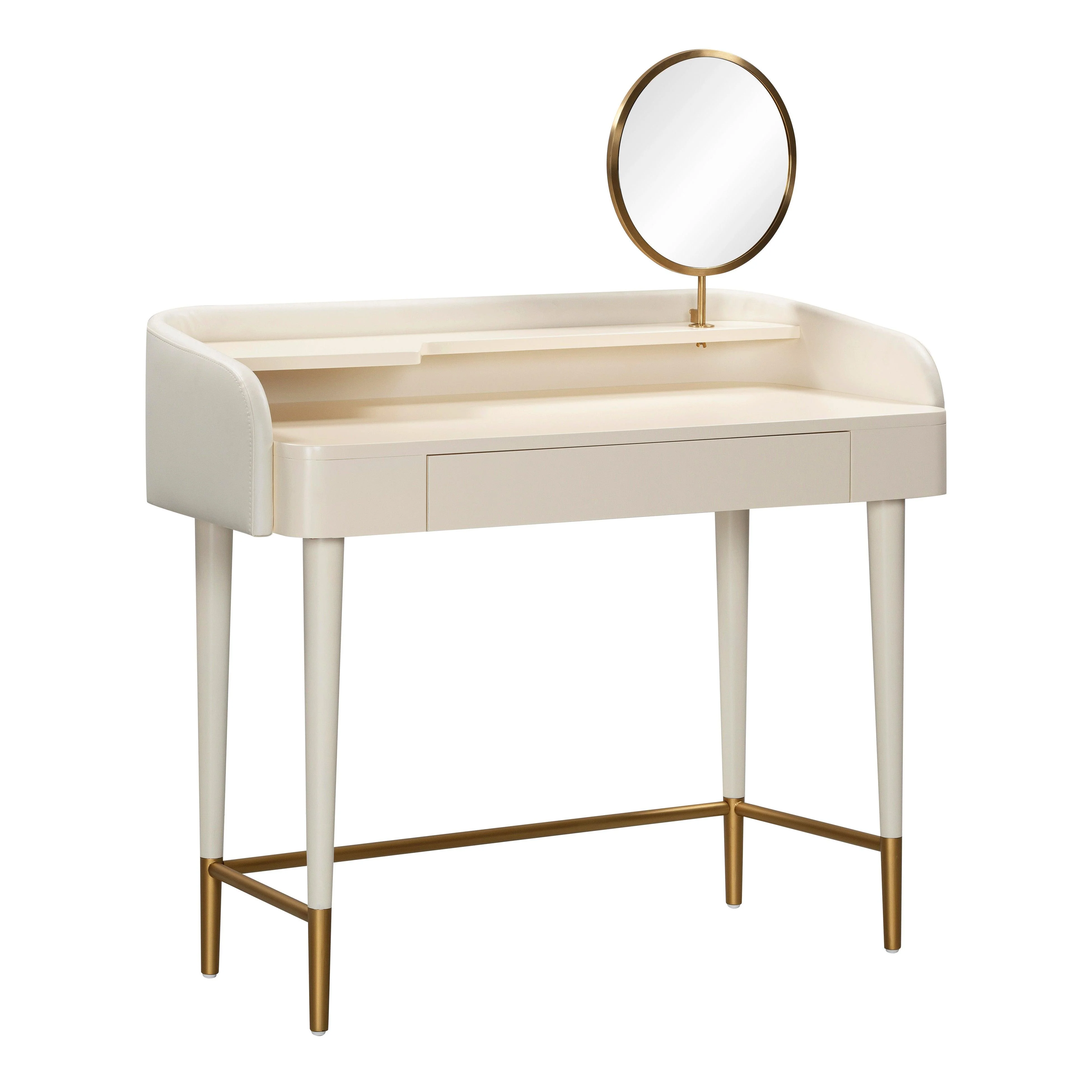 Penelope Cream Vegan Leather Wrapped Vanity Desk - Remutear