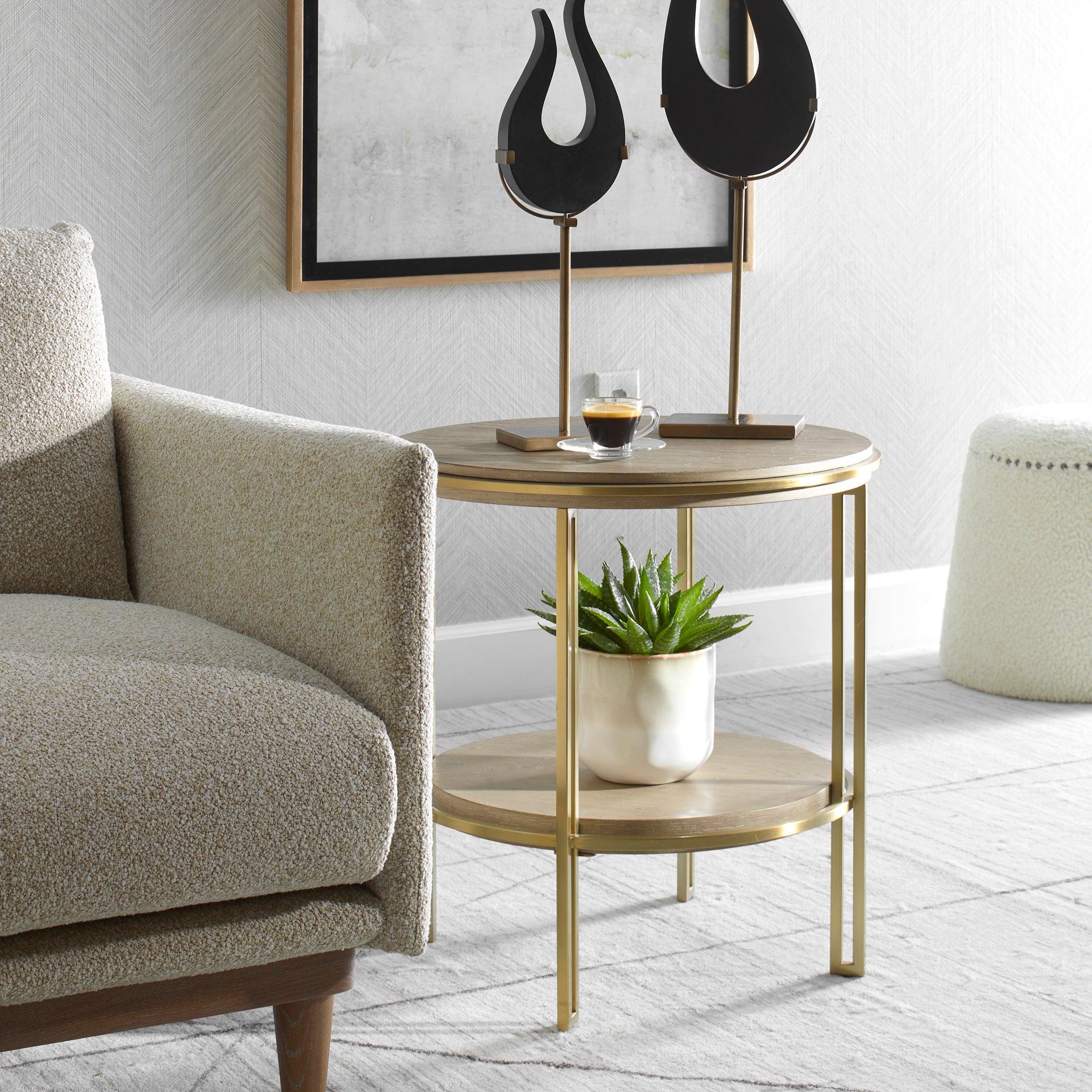 Elise Round Brass Side Table - Remutear
