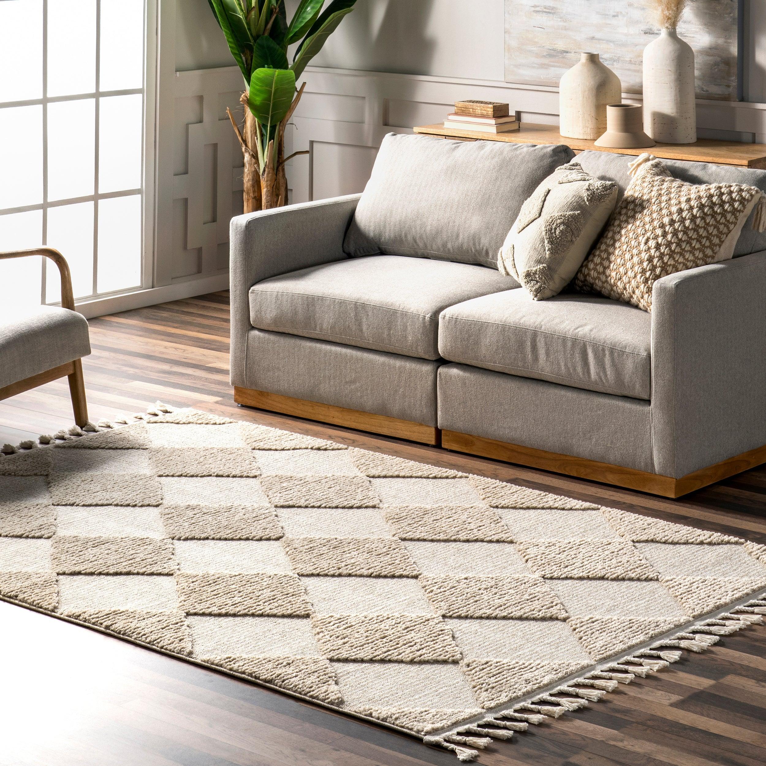 Marissa High/Low Diamond Tassel Area Rug - Remutear