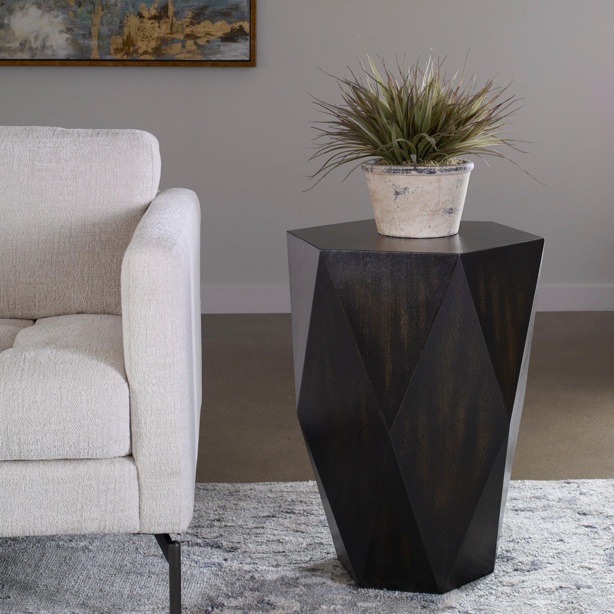 Volker Black Wooden Side Table - Remutear